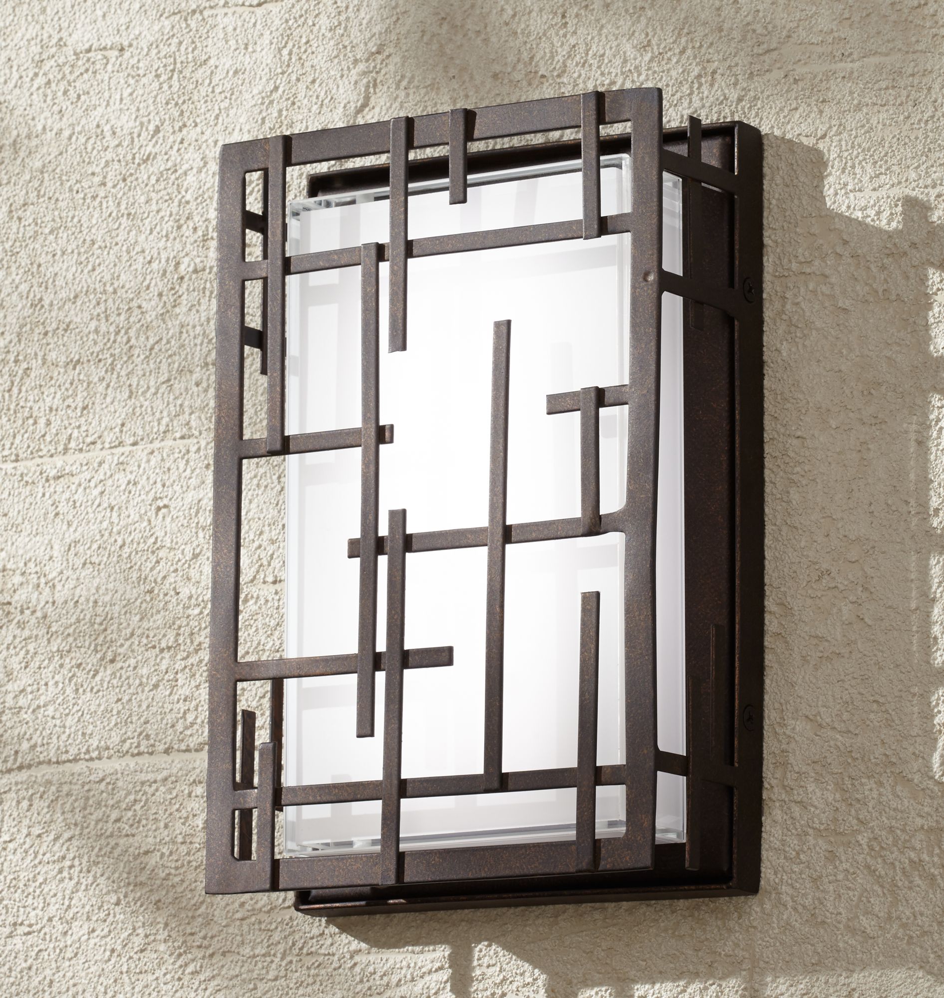 Modern Lines 9 1/4" High Bronze LED Outdoor Wall Light 7K574 Lamps