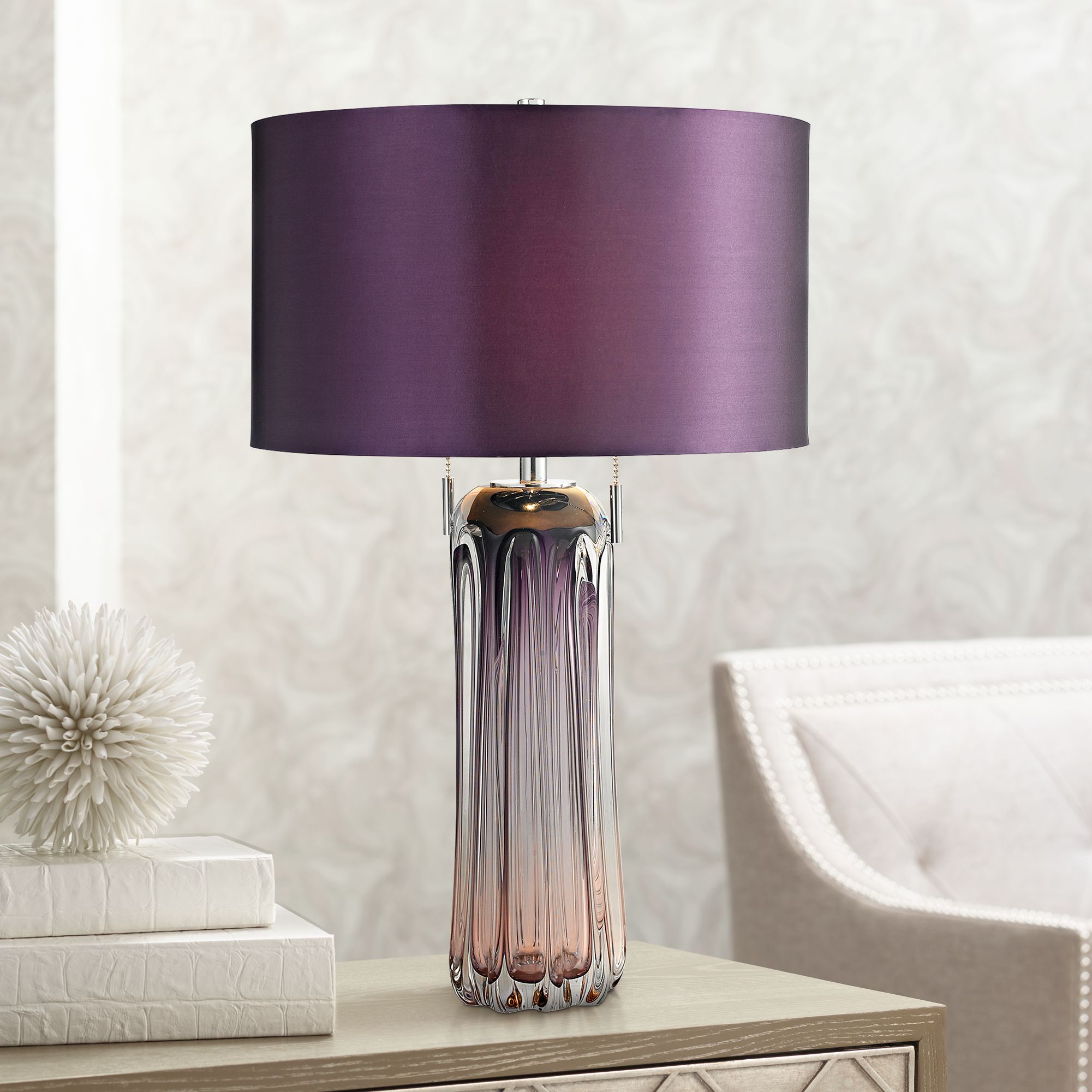Ferrara Purple Free Blown Glass Table Lamp 7R875 Lamps Plus