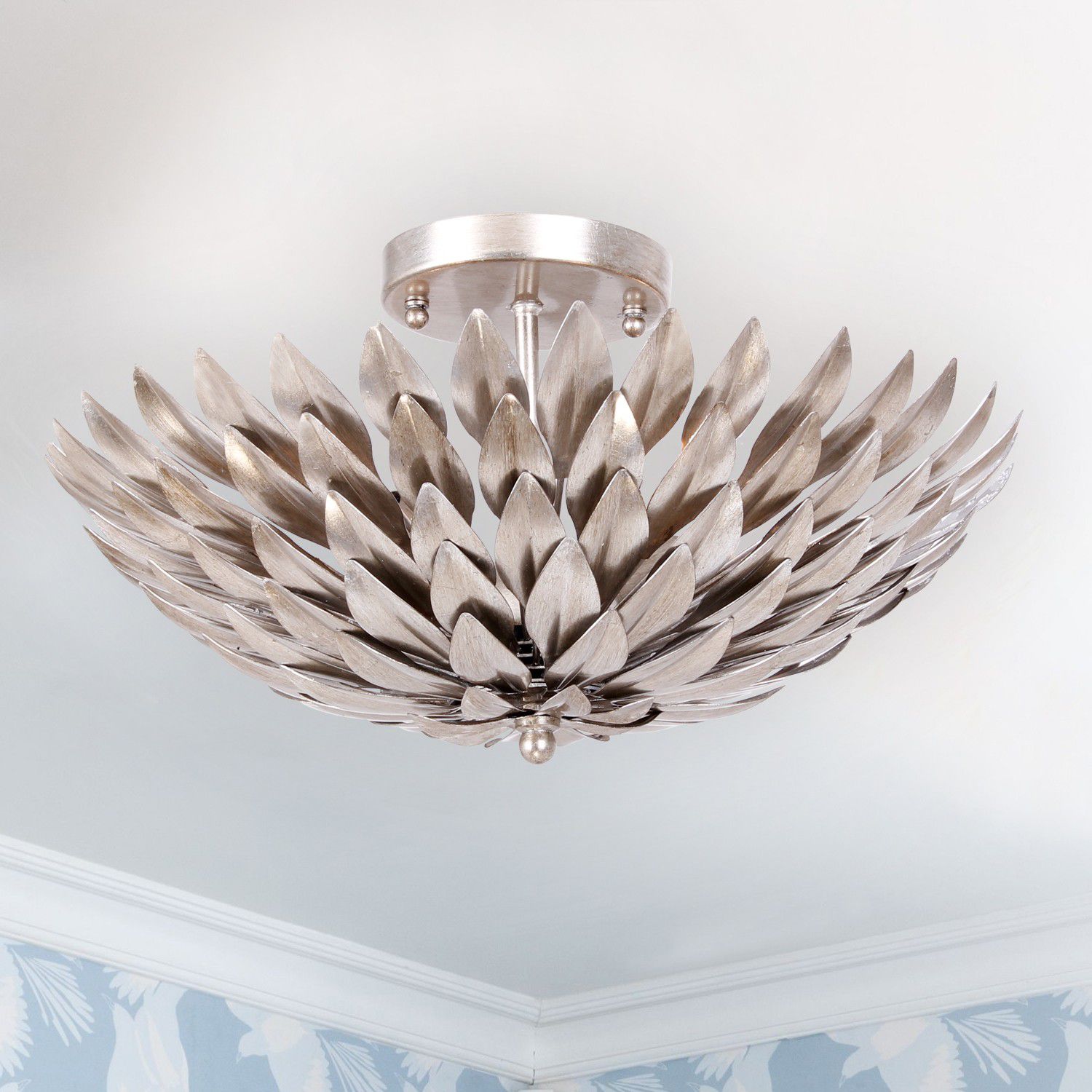 Crystorama Broche 16" Wide Antique Silver Ceiling Light 7T149