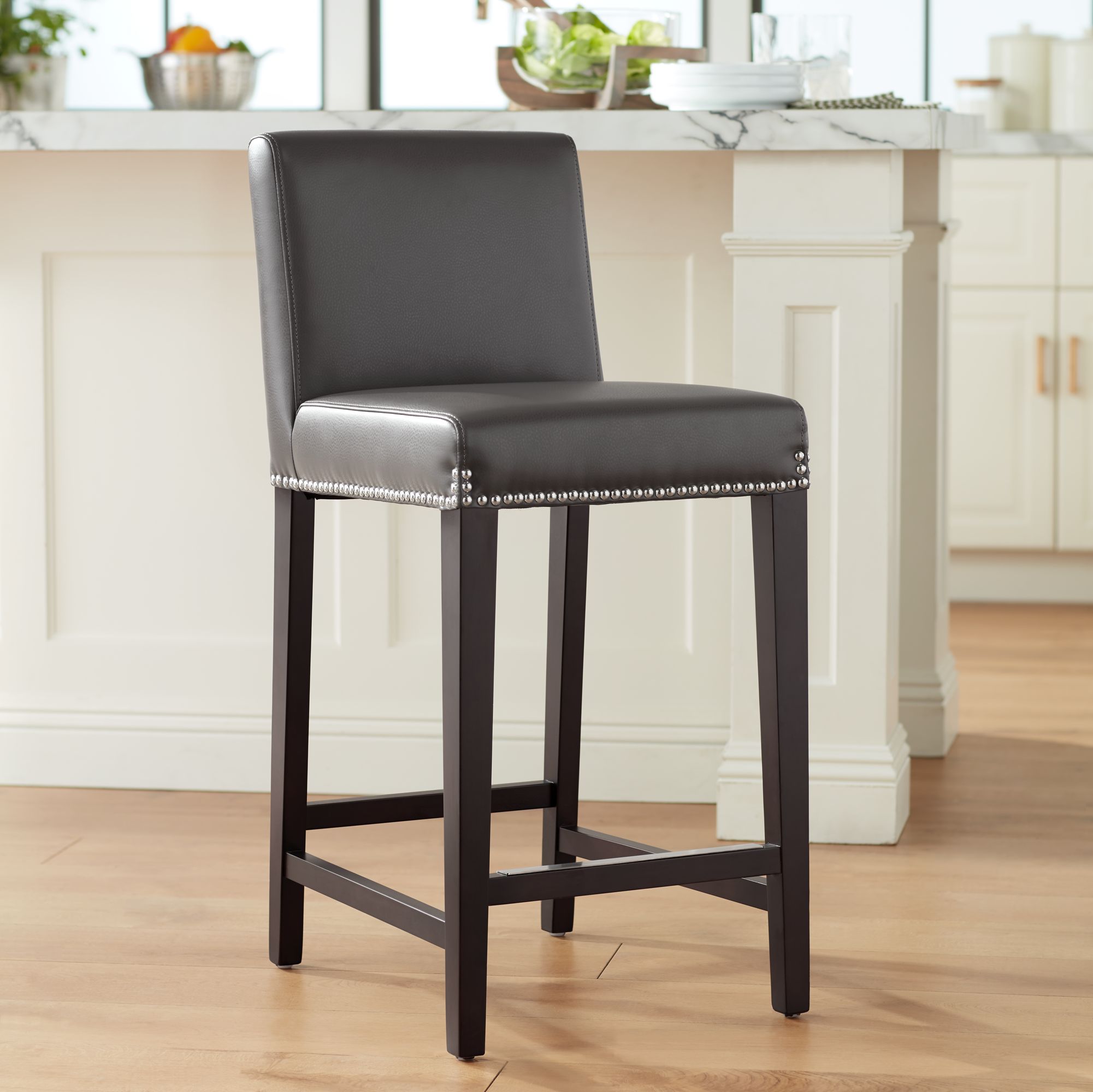 Nailhead Bar Stool Leather Odditieszone