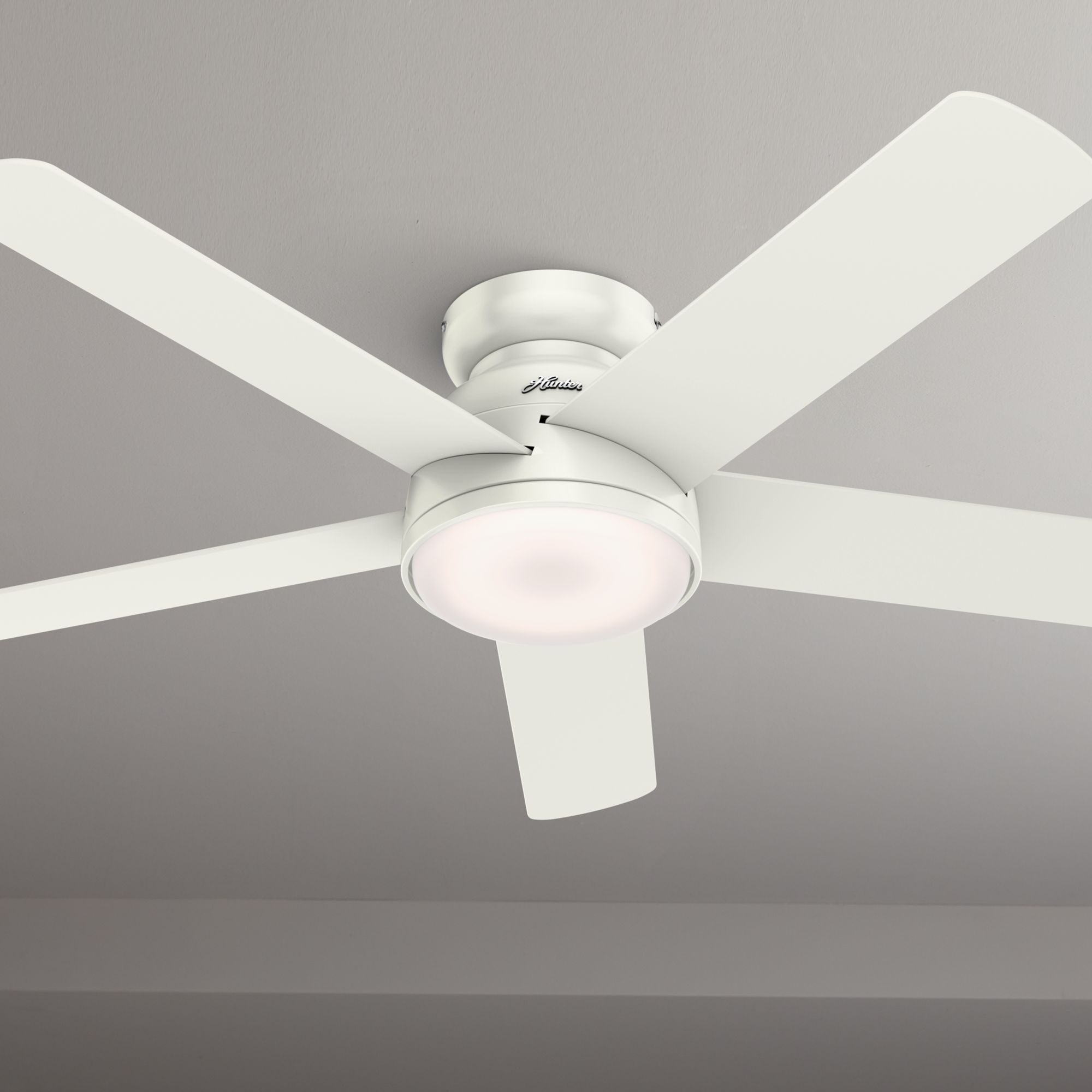 54" Hunter Romulus Fresh White LED Hugger Ceiling Fan 80J54 Lamps Plus