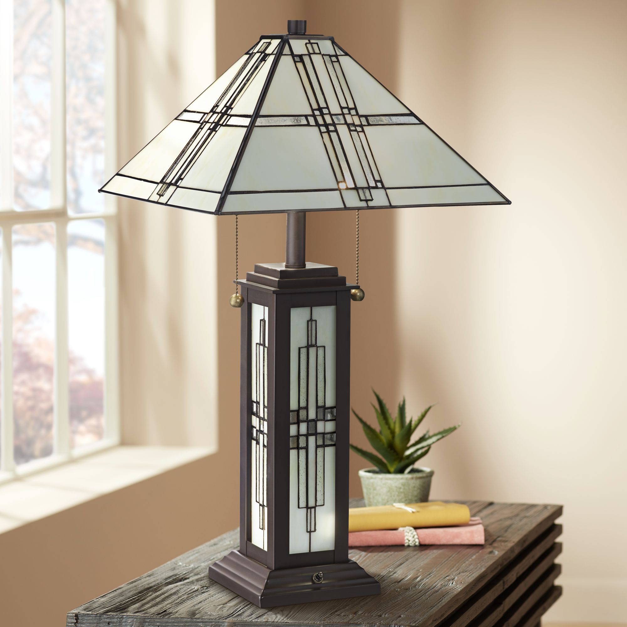 Robert Louis Tiffany Sherman Bronze TiffanyStyle Night Light Table