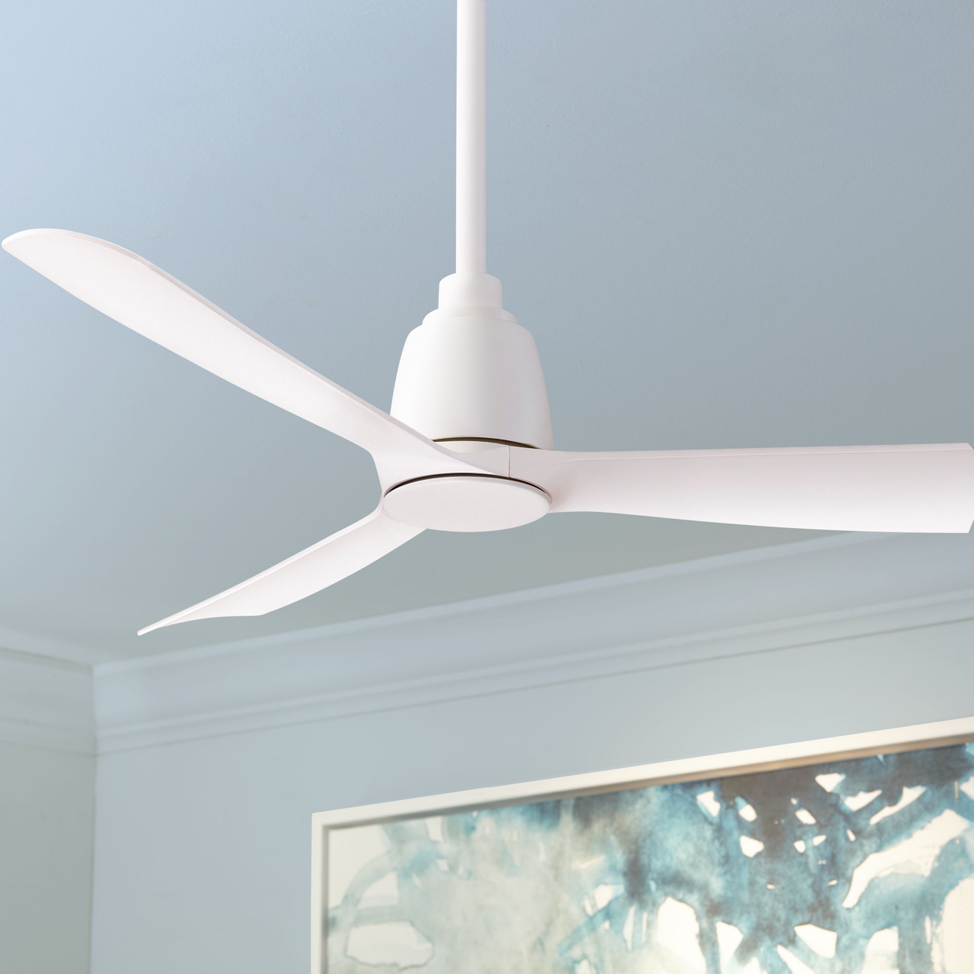 44" Fanimation Kute Matte White Damp Ceiling Fan 82D13 Lamps Plus