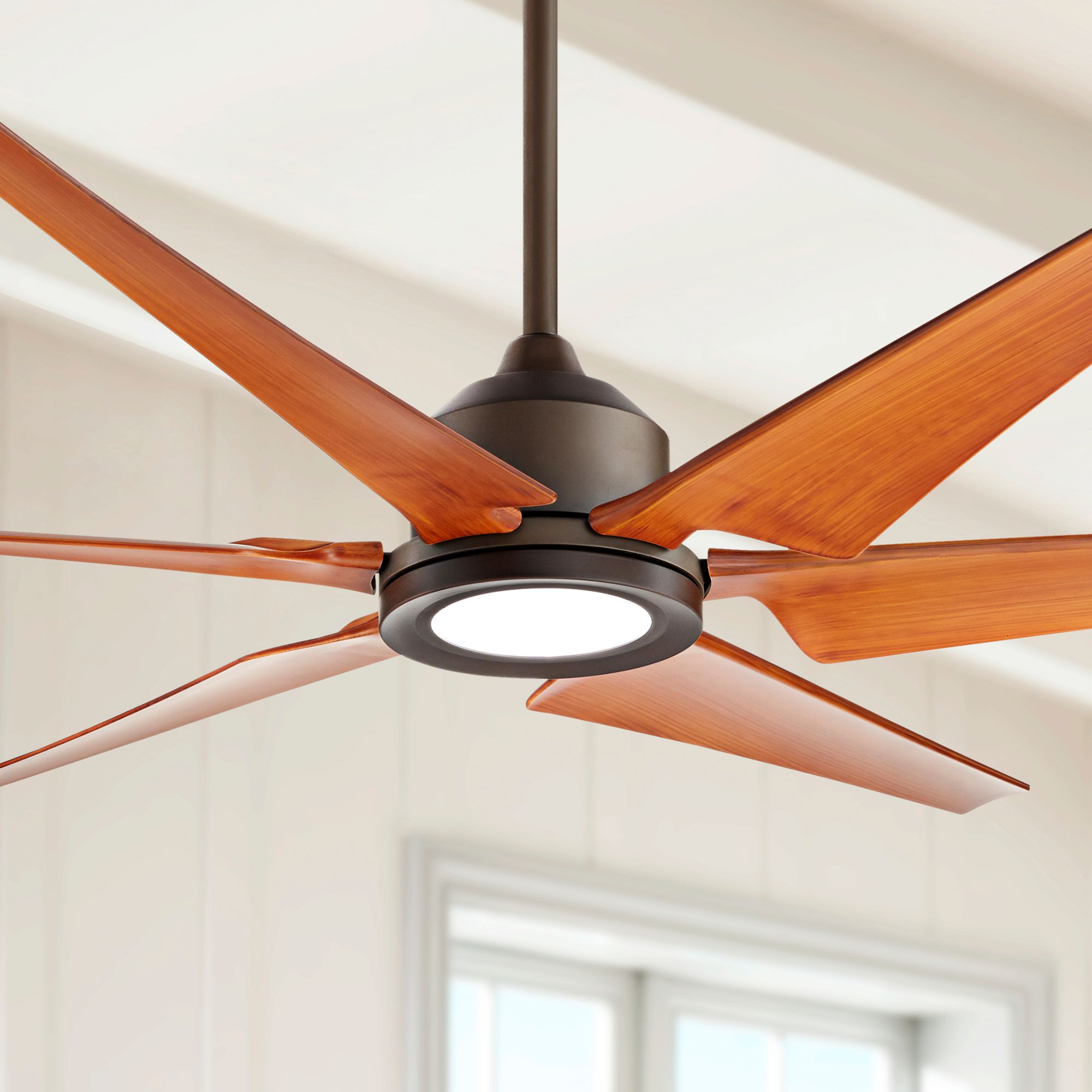 72" Power Hawk OilRubbed Bronze Damp Rated LED Ceiling Fan 82M32