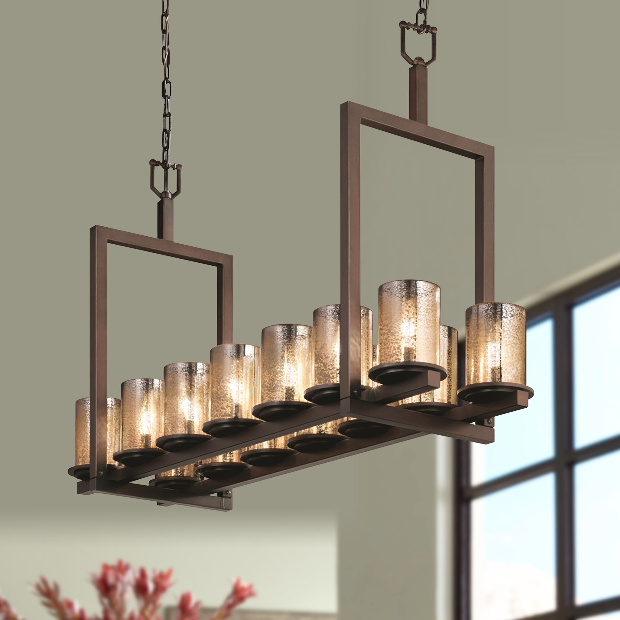 Fusion Dakota 42"W Dark Bronze 14Light Island Chandelier 83F17