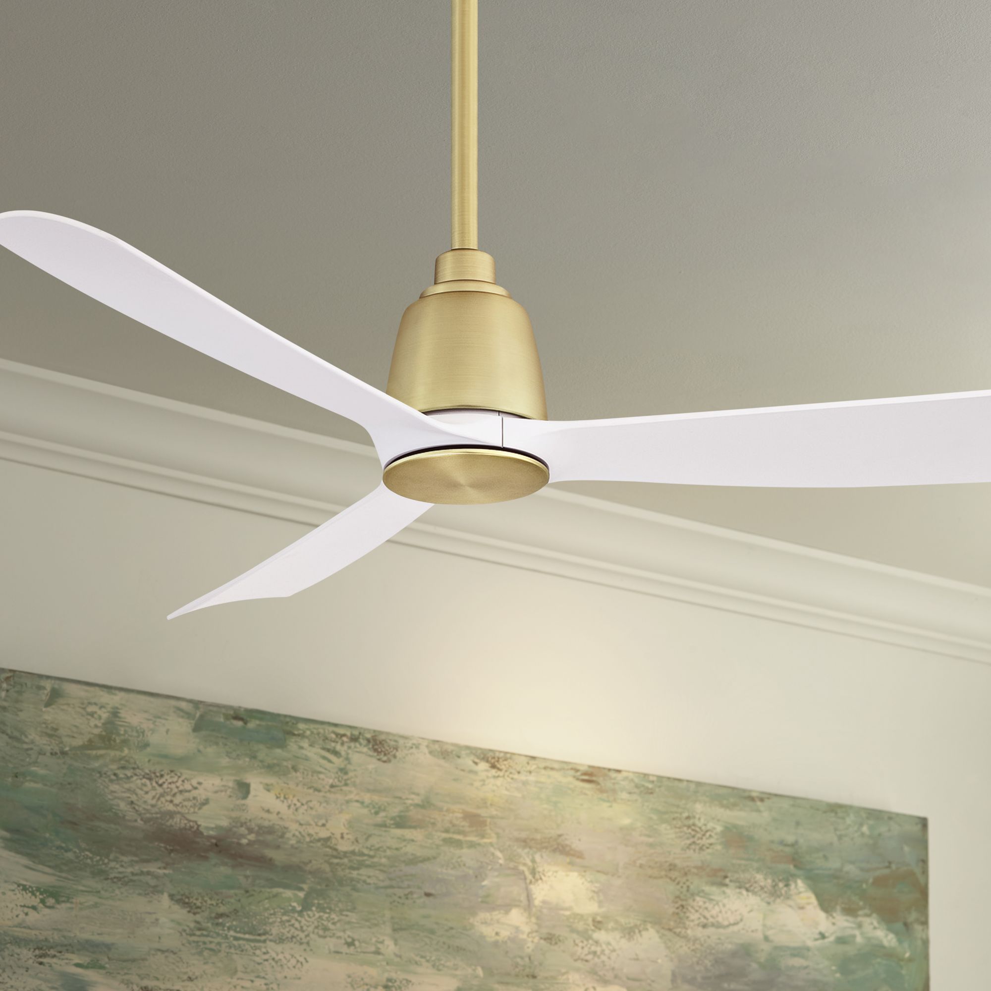 44" Fanimation Kute Satin Brass Damp Ceiling Fan 83T66 Lamps Plus