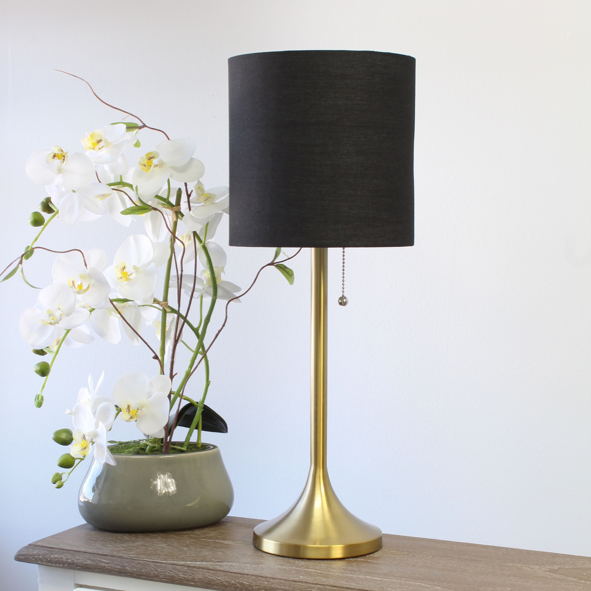 Simple Designs Gold Metal Accent Table Lamp with Black Shade 85W71 Lamps Plus