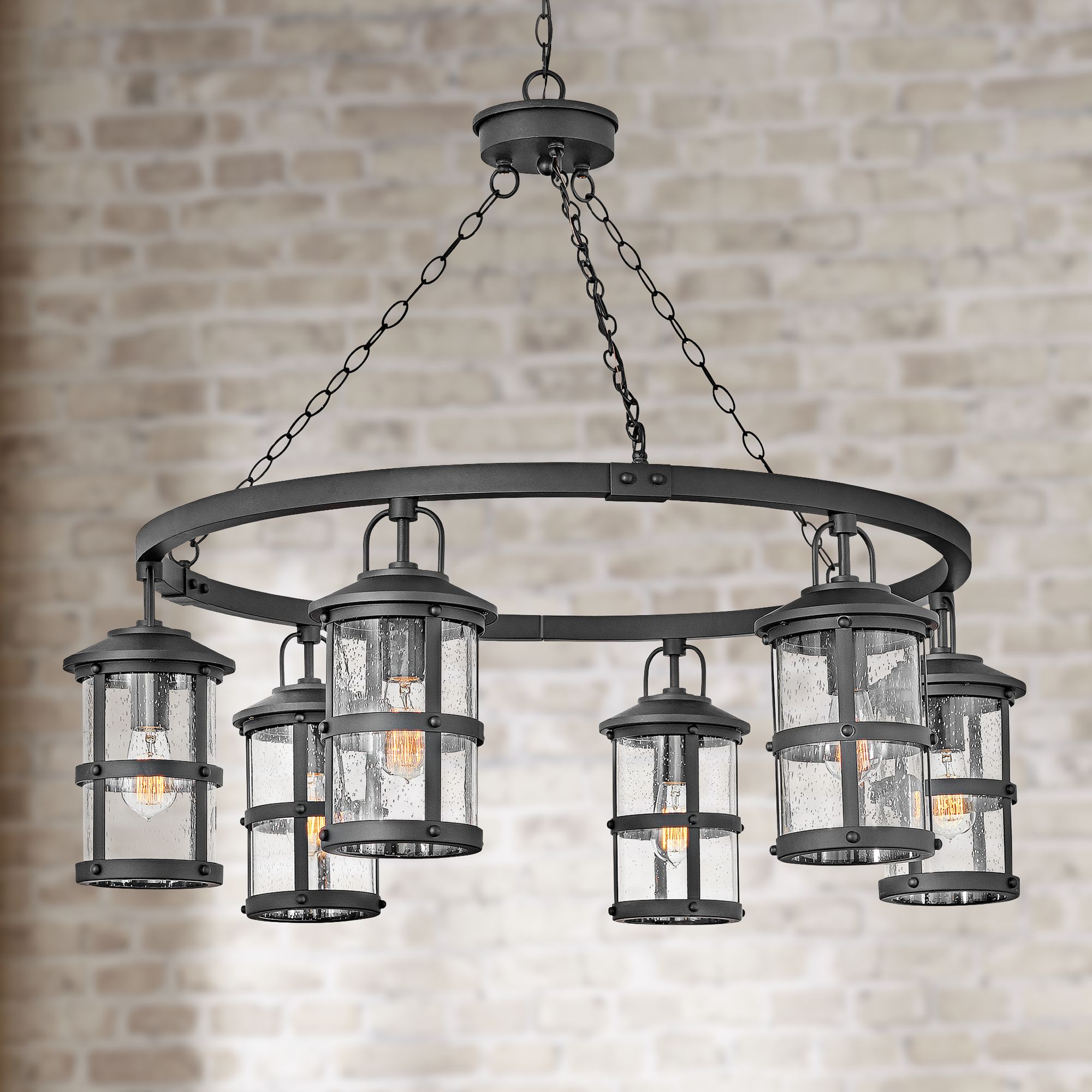 Hinkley Lakehouse 42"W Black 6Light Outdoor Chandelier 86G61