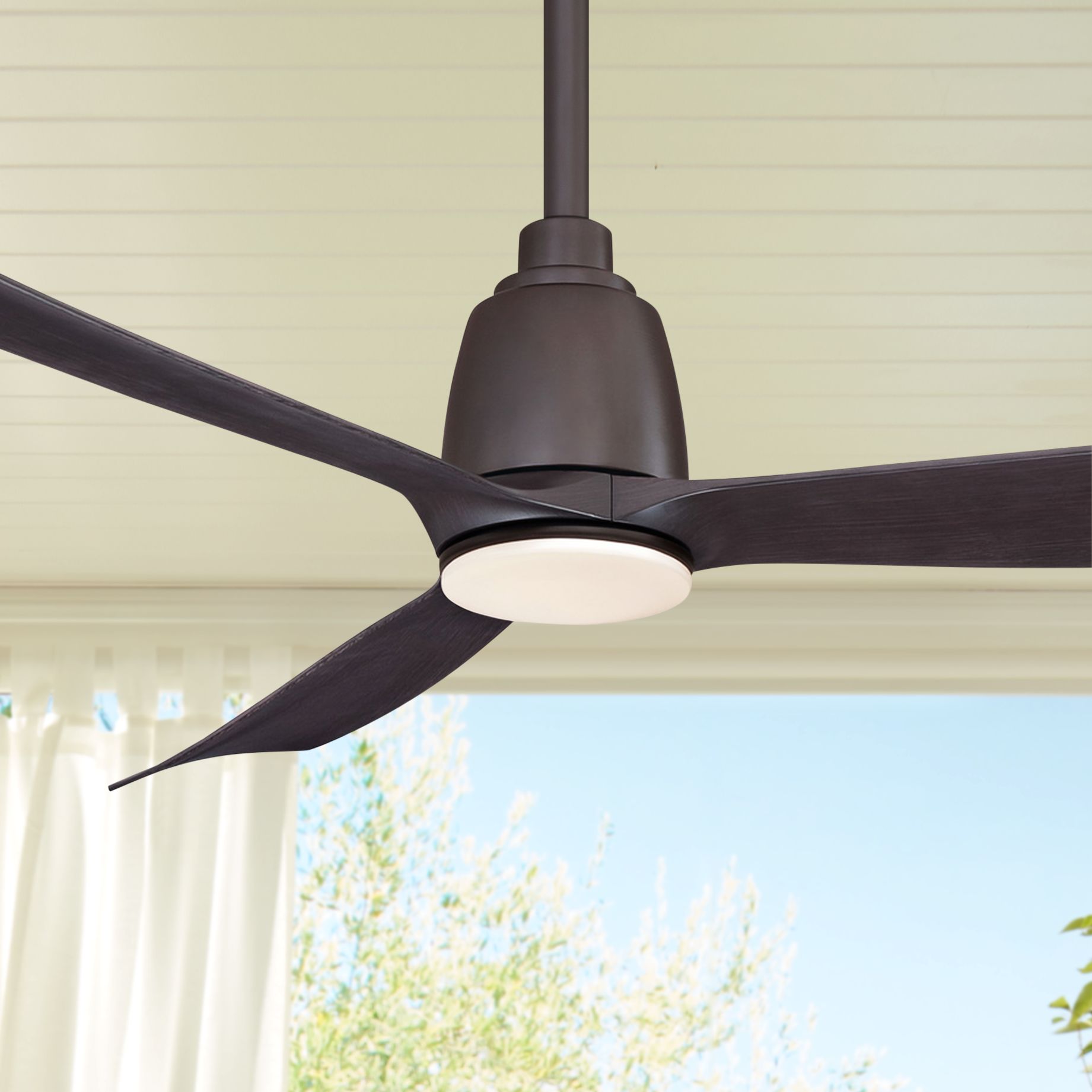 52" Fanimation Kute Dark Bronze Damp LED Ceiling Fan 86K47 Lamps Plus