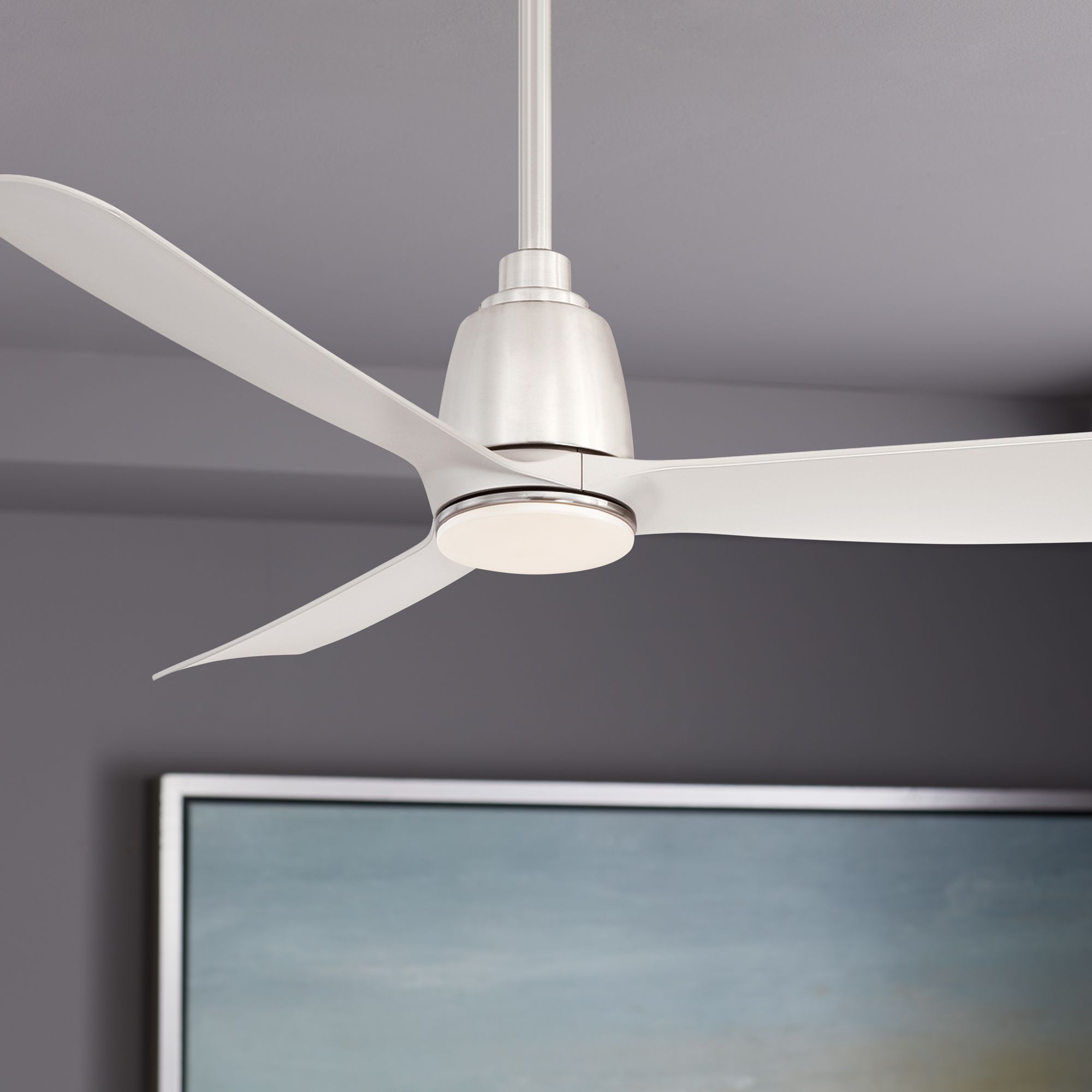 44" Fanimation Kute Brushed Nickel Damp LED Ceiling Fan 86M12