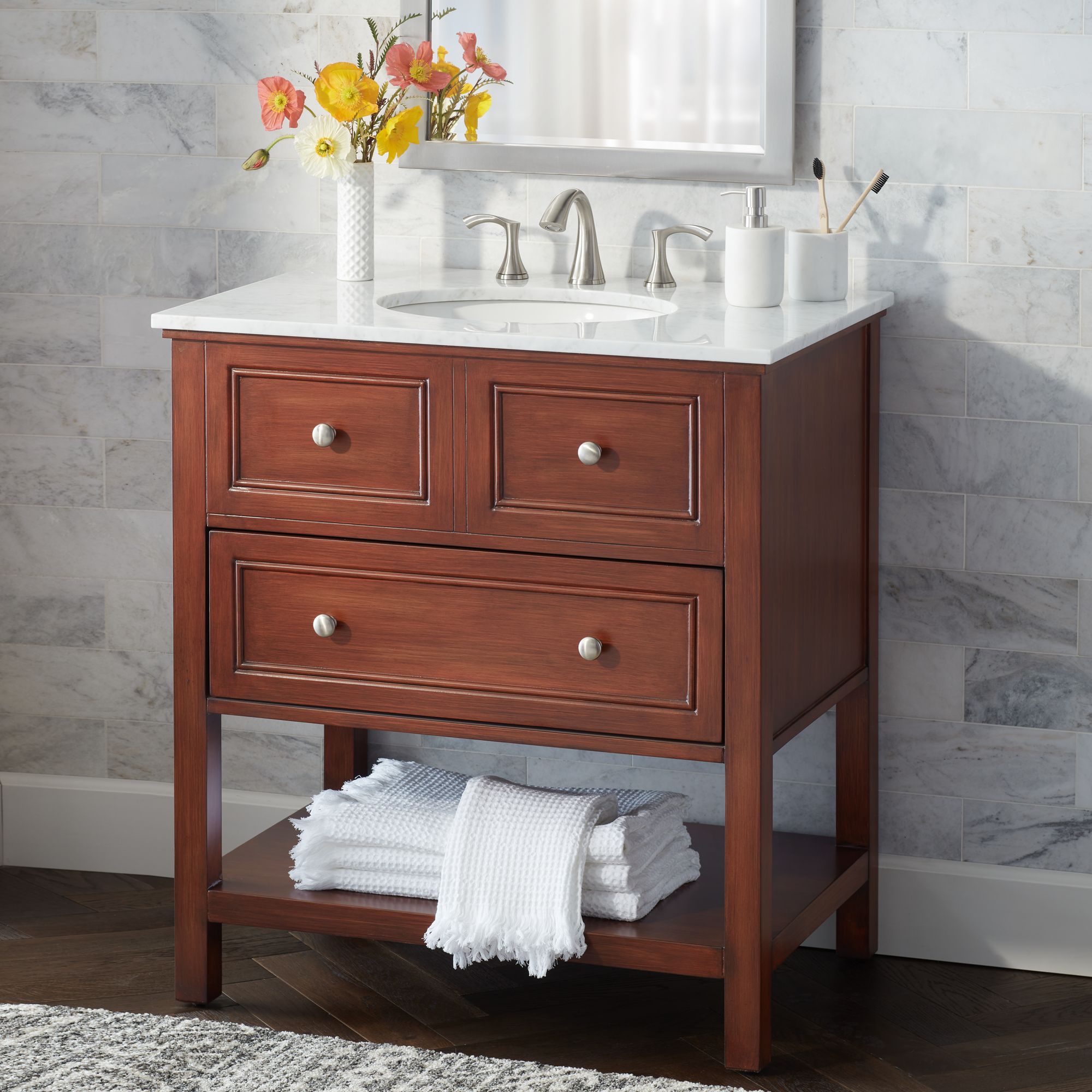 32 Single Sink Vanity Cabinet Jordan 32" Wide 1Drawer Teak Wood Single Sink Vanity 86V66 Lamps Plus
