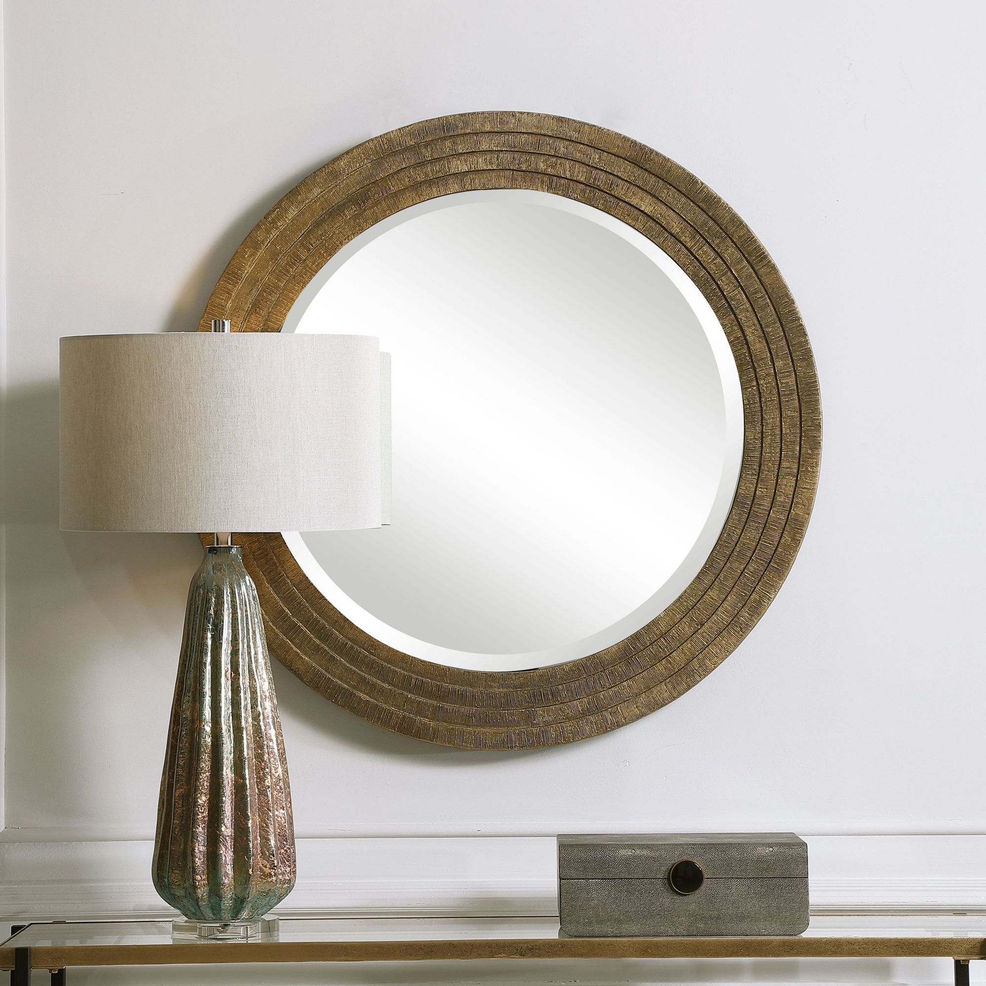 Uttermost Relic Aged Gold 35 3/4" Round Wall Mirror 88A90 Lamps Plus