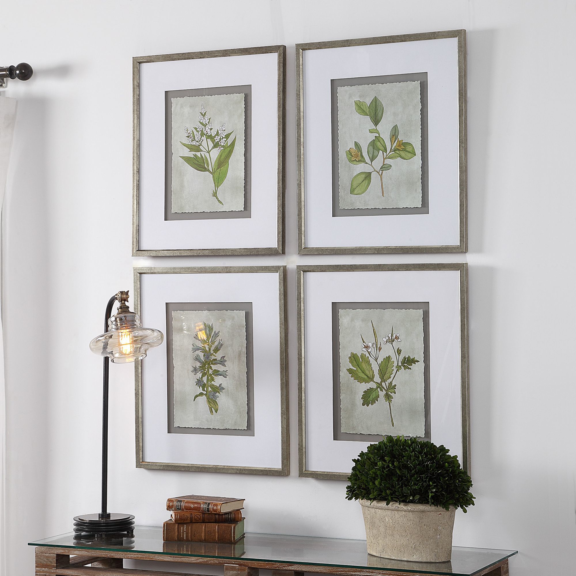 4 Piece Framed Wall Art Stem Study 24 1/4" High 4Piece Framed Wall Art Print Set 88D76