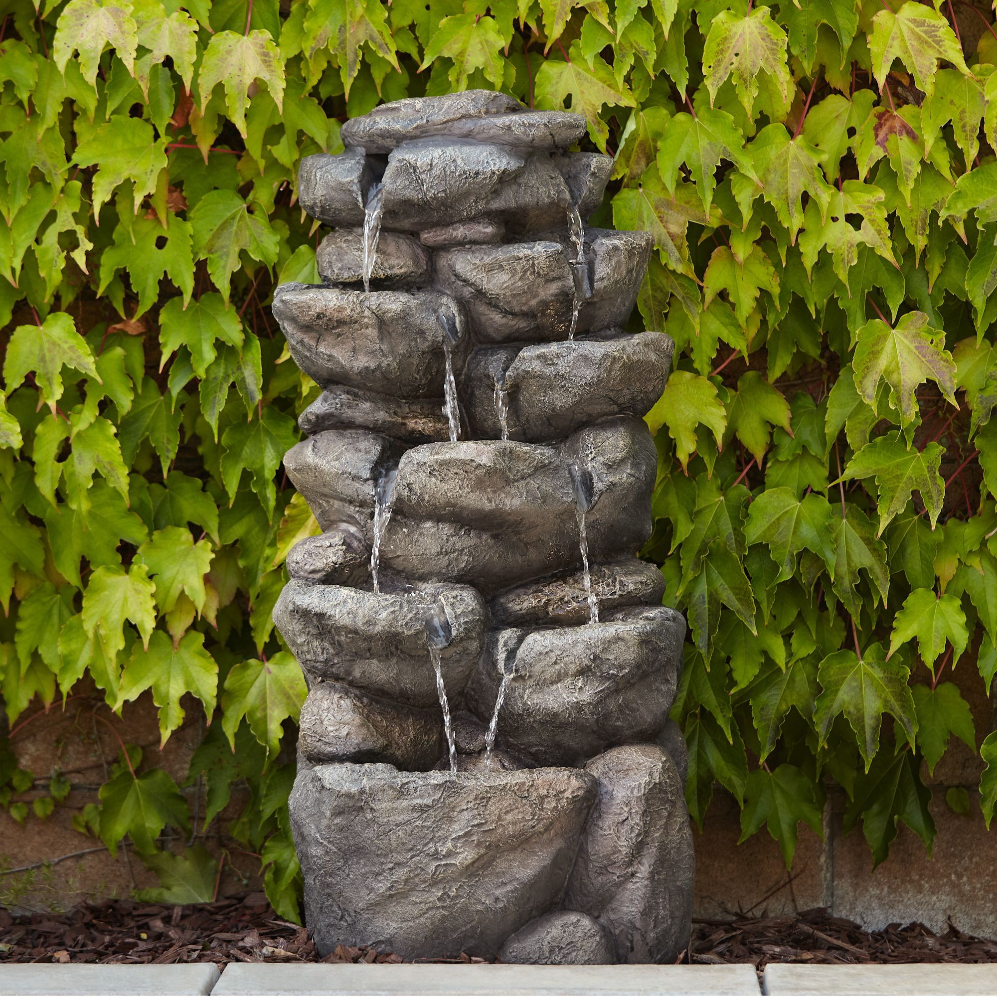 Lighted Outdoor Wall Water Fountains Outdoor Lighting Ideas