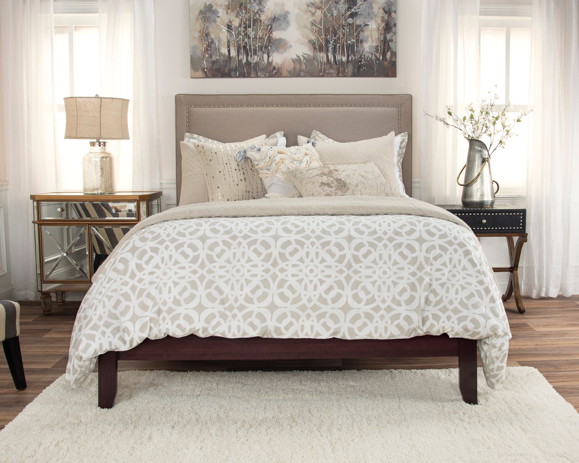 Natural Harmony Brown and White 12Piece Bedding Set 89H22 Lamps Plus