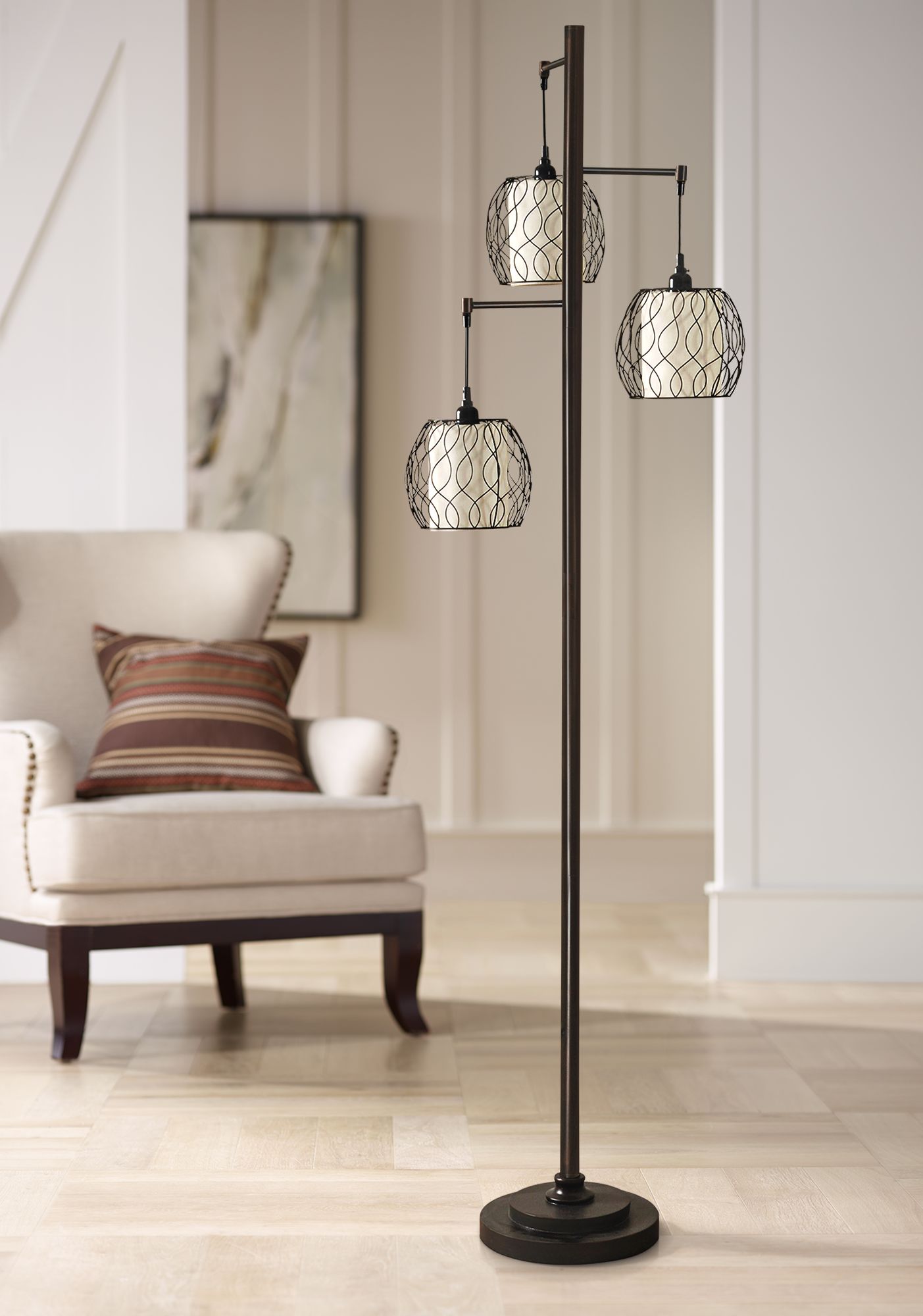 Adona Bronze Metal Cage Floor Lamp 8F093 Lamps Plus