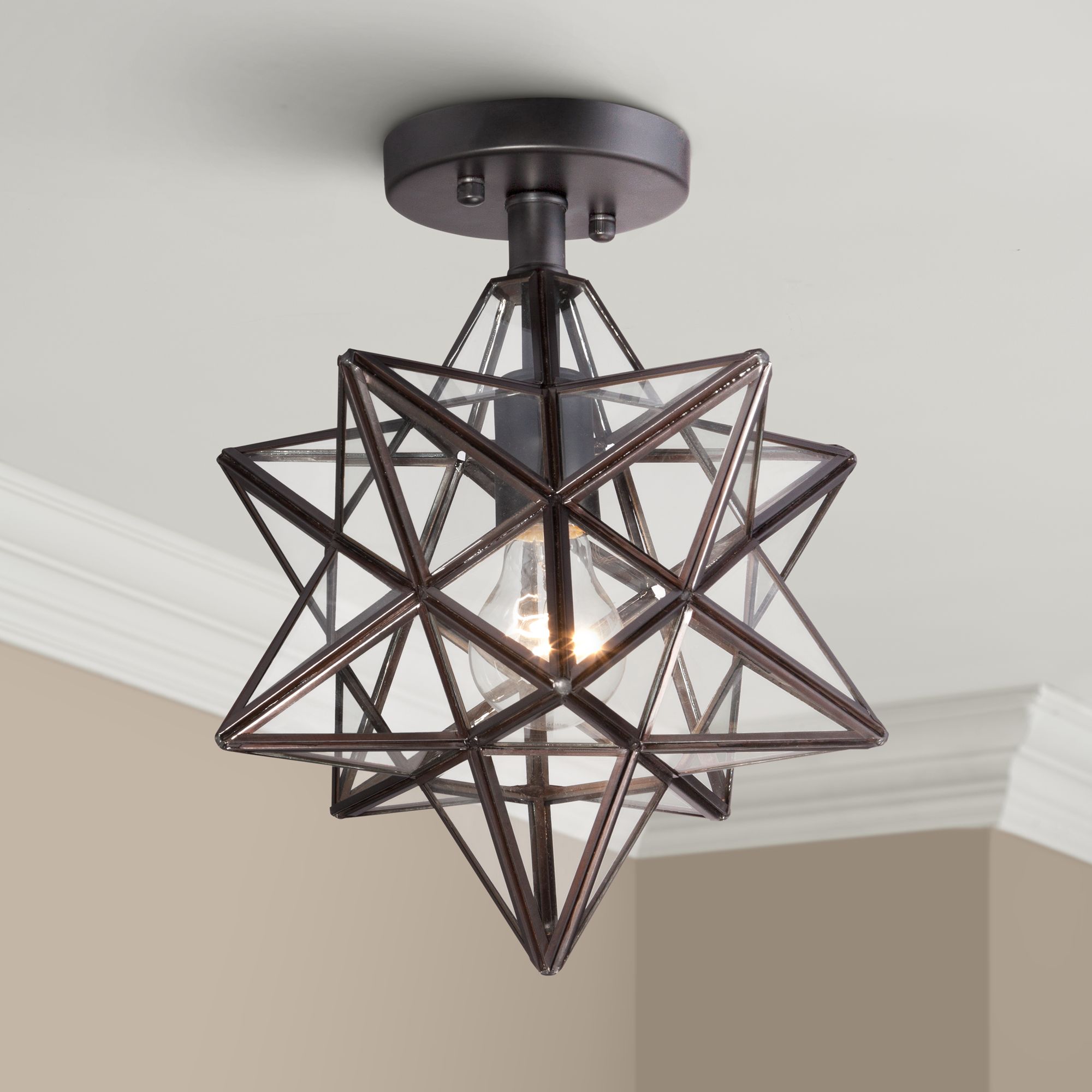 Collectibles Lamps, Lighting 12" Moravian Star Ceiling Light Clear