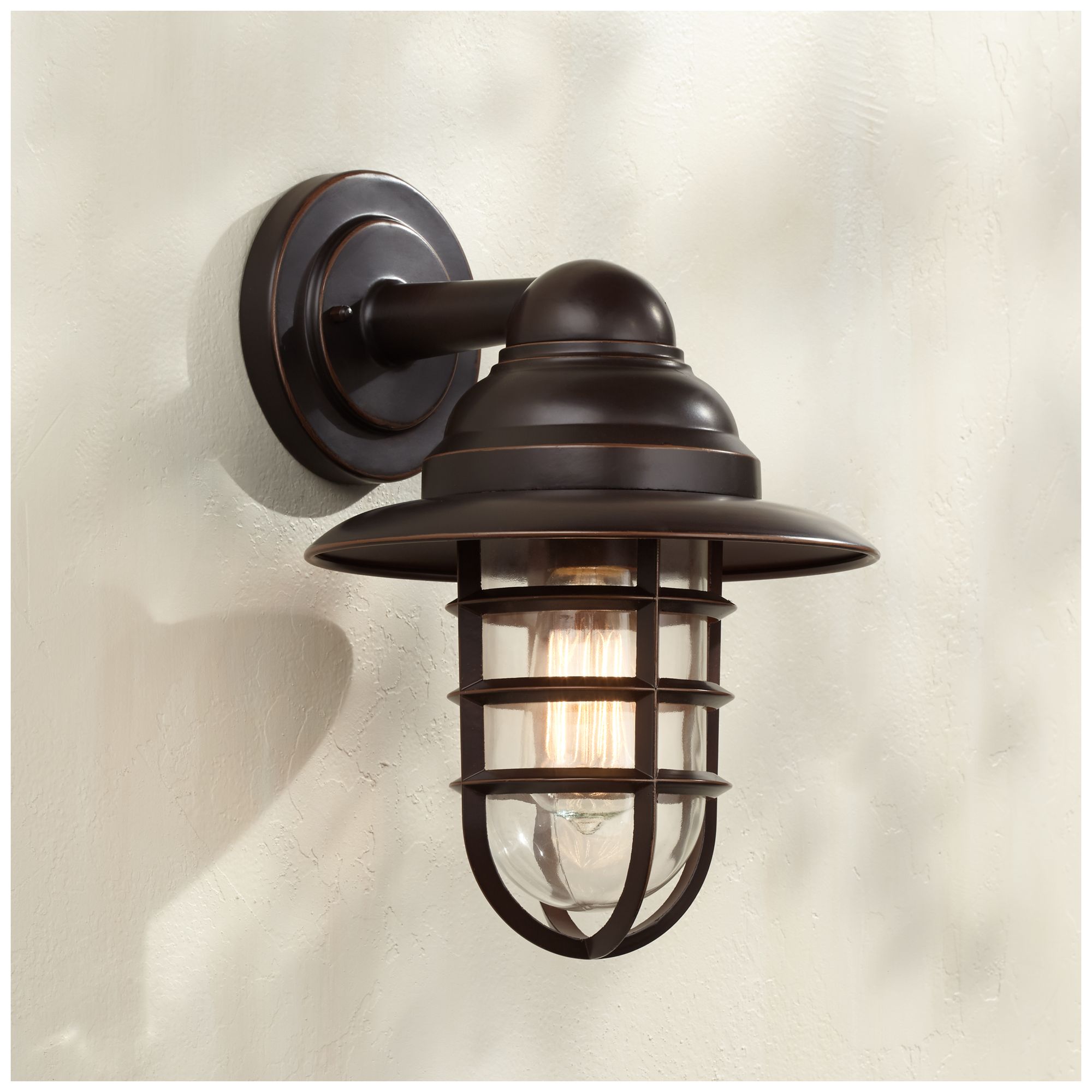 Marlowe 13 1/4" High Bronze Hooded Cage Outdoor Wall Light 8F957