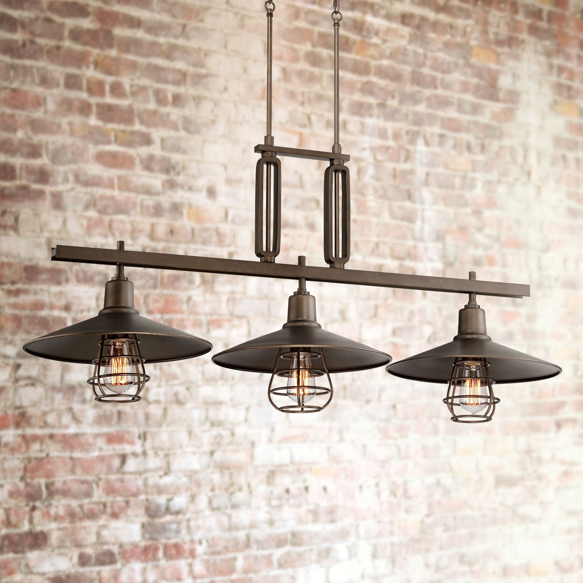Garryton Industrial 44"W OilRubbed Bronze Linear Chandelier 8G601 Lamps Plus