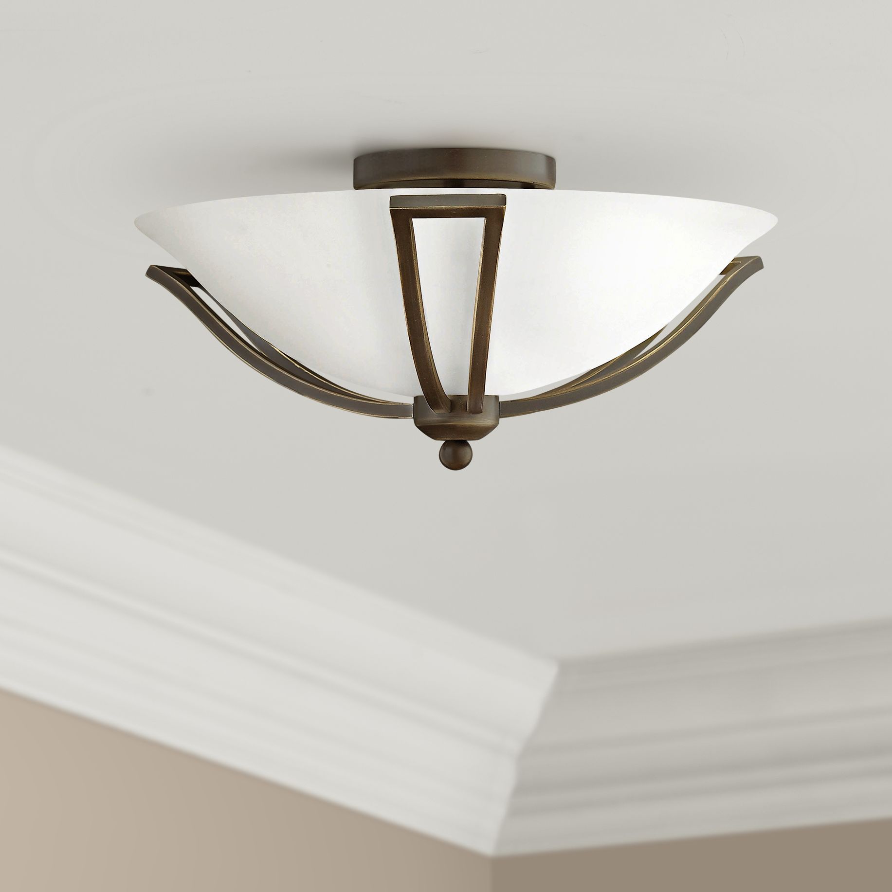 Hinkley Bolla 16 3/4" High Olde Bronze Opal Ceiling Light 8K367