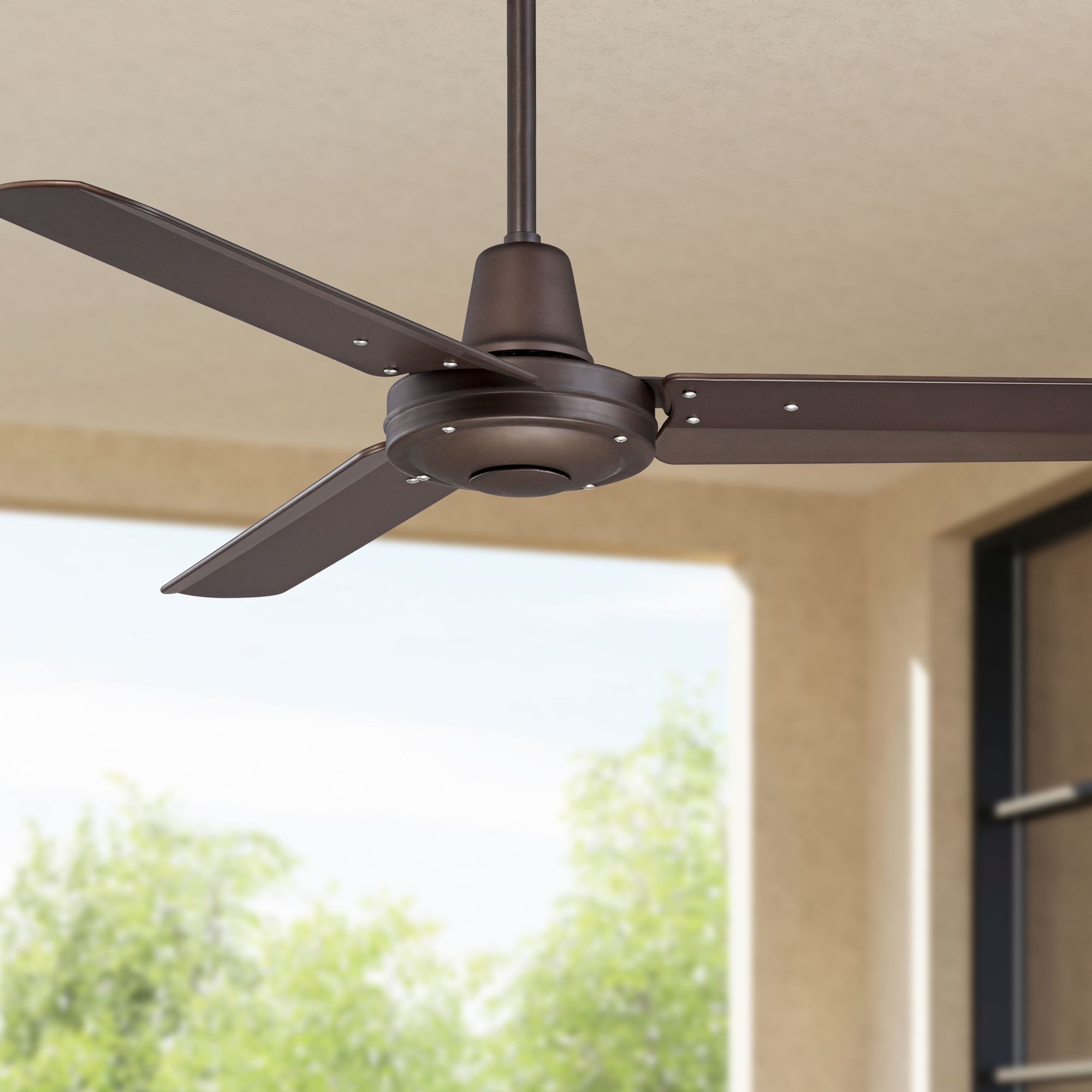 44" Plaza OilRubbed Bronze Damp Rated Ceiling Fan 8X468 Lamps Plus