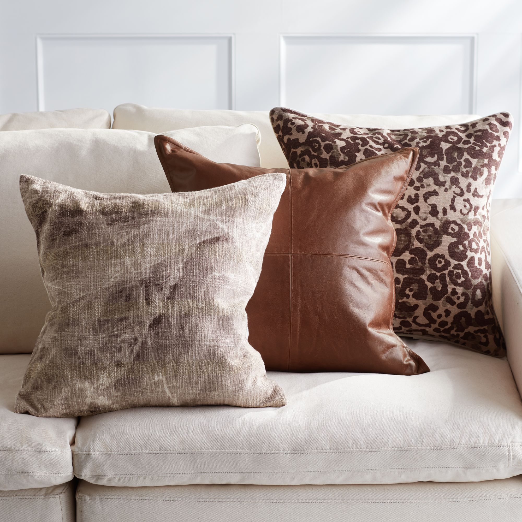 Rustic Brown and Gray 22" Square Decorative Pillows Set of 3 923K0