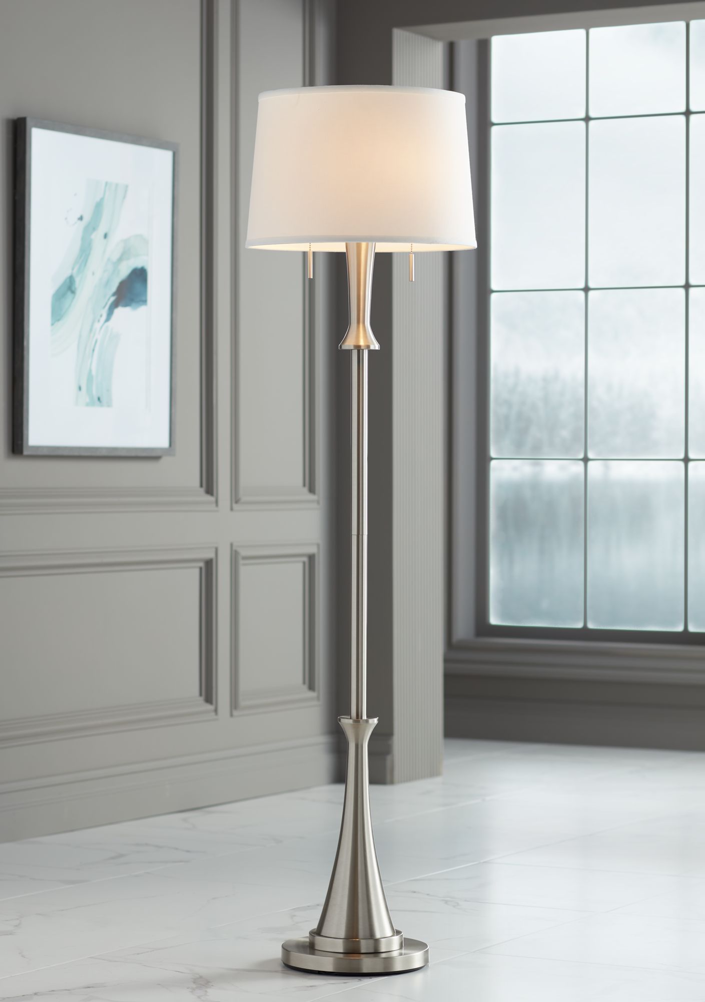 Karl Modern Brushed Nickel Floor Lamp 93H19 Lamps Plus