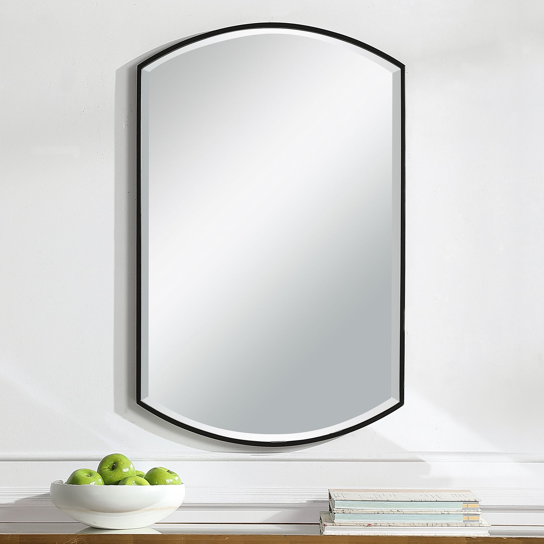 Uttermost Shield Satin Black 24" x 38" Wall Mirror 94K18 Lamps Plus