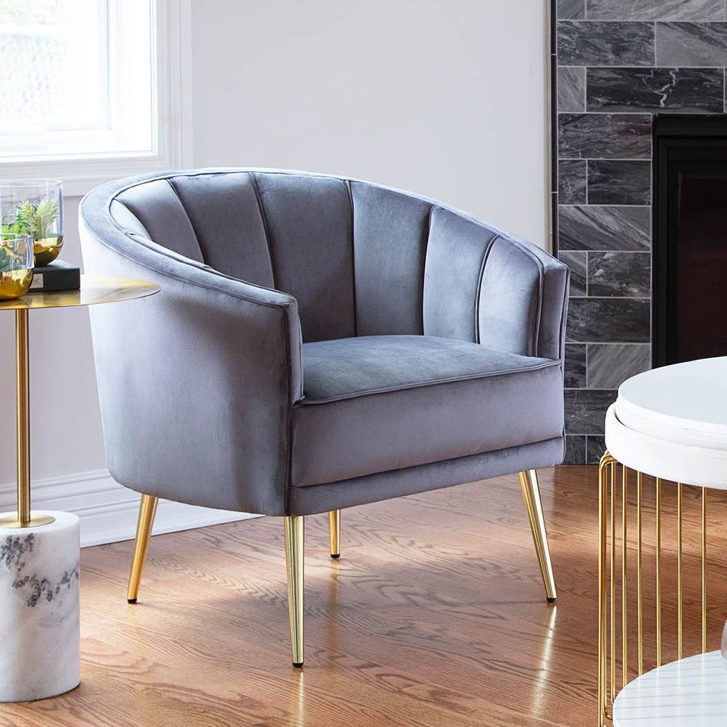 Tania Gray Velvet Tufted Accent Chair 94V92 Lamps Plus