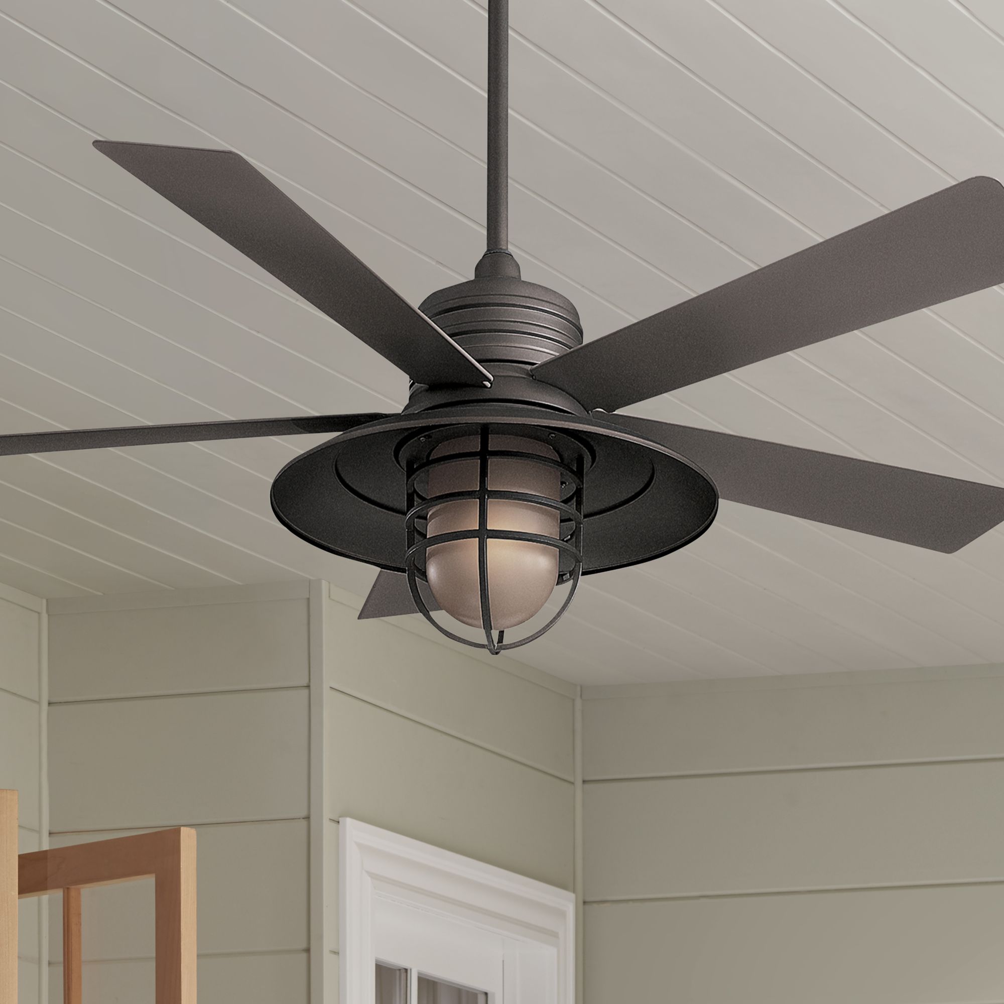 54" Minka Aire Rainman Oil Rubbed Bronze Cage Wet LED Ceiling Fan