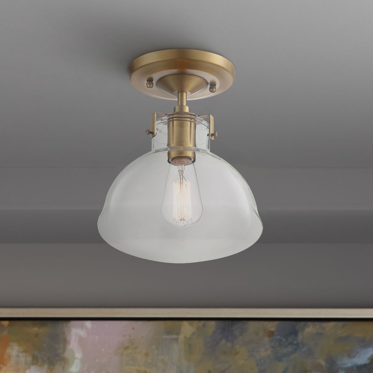 Possini Euro Bellis 9 1/2" Wide Gold and Clear Glass Ceiling Light