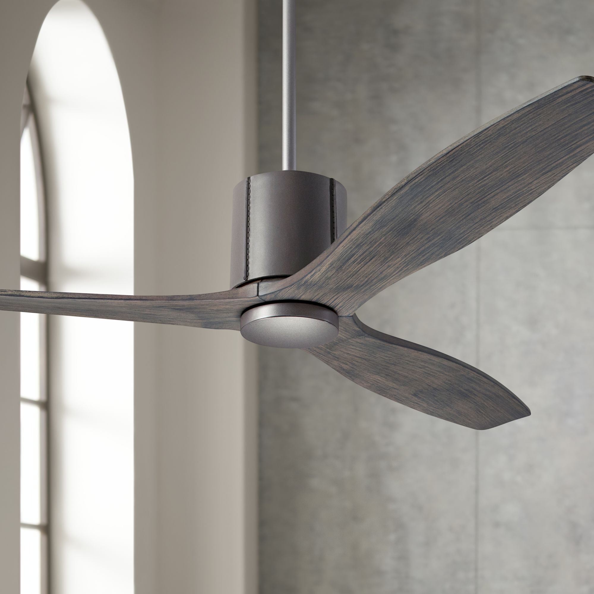 54" Modern Fan LeatherLuxe Graphite and Graywash Ceiling Fan 95X11