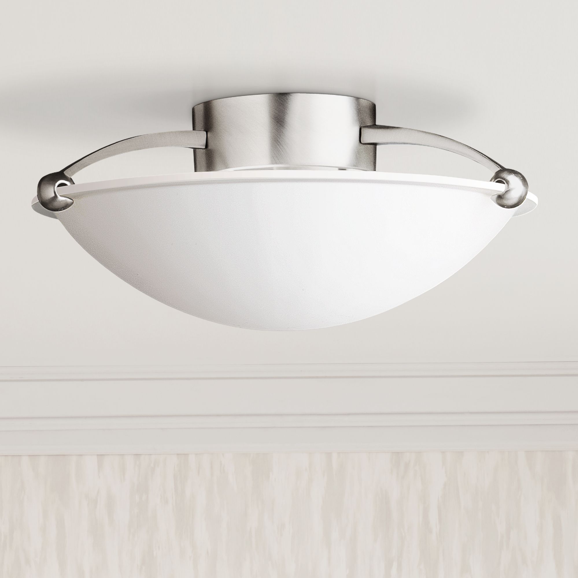 Contemporary Brushed Steel 15" Wide Ceiling Light Fixture 96315