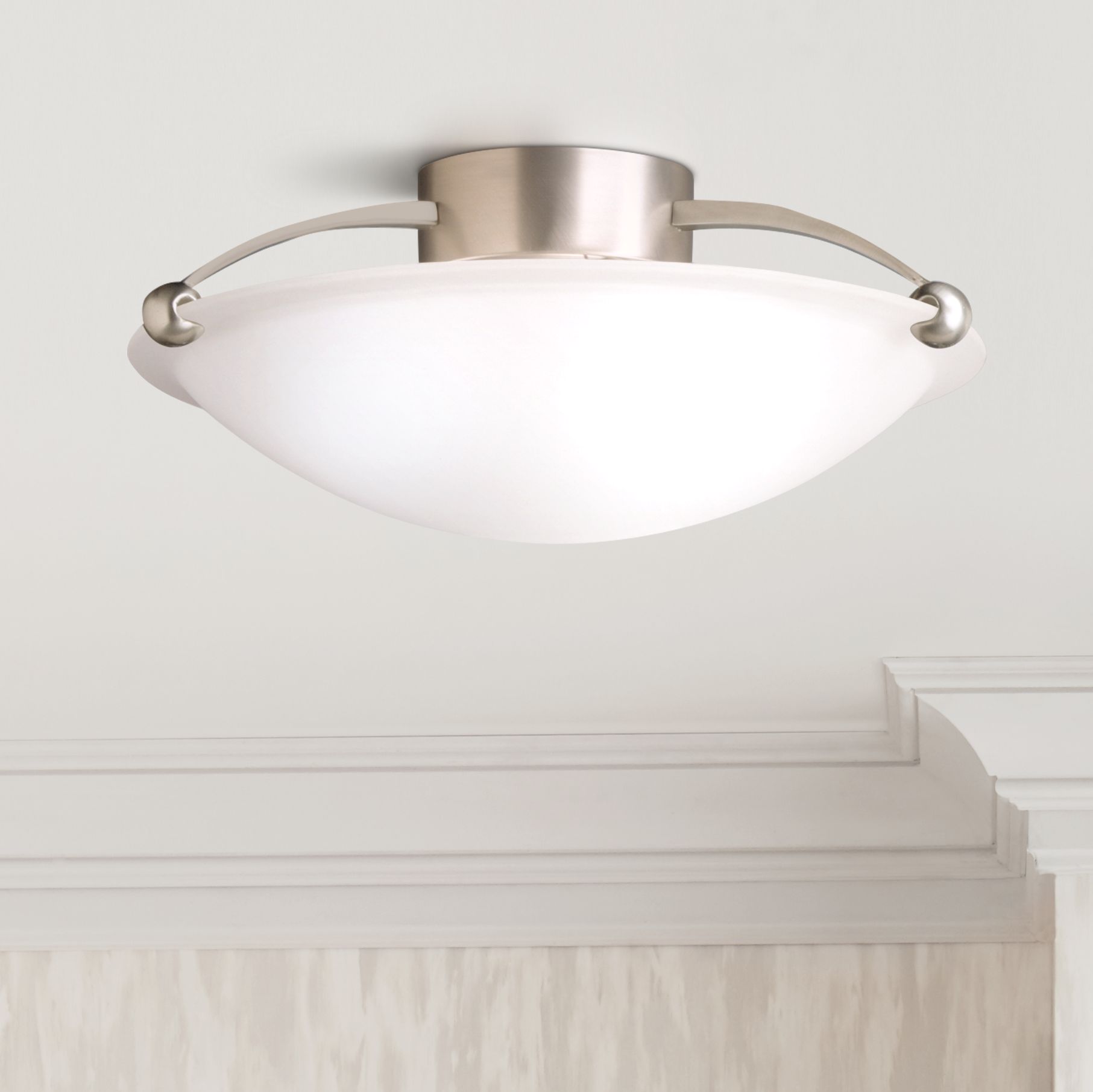 17" Wide Traditional Brushed Steel Ceiling Light Fixture 96316