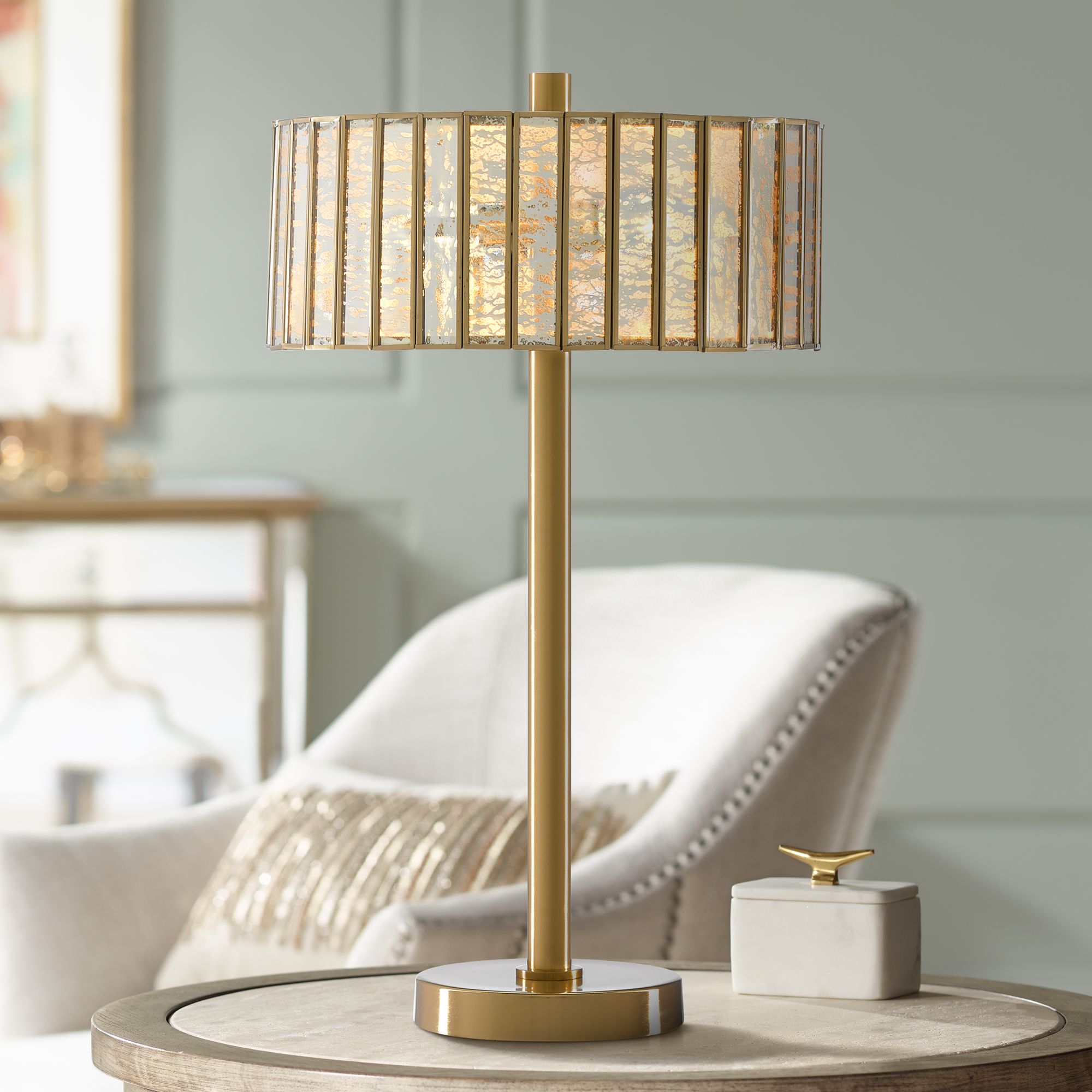 Currey and Company Rosabelle Antique Brass Accent Table Lamp 96A84