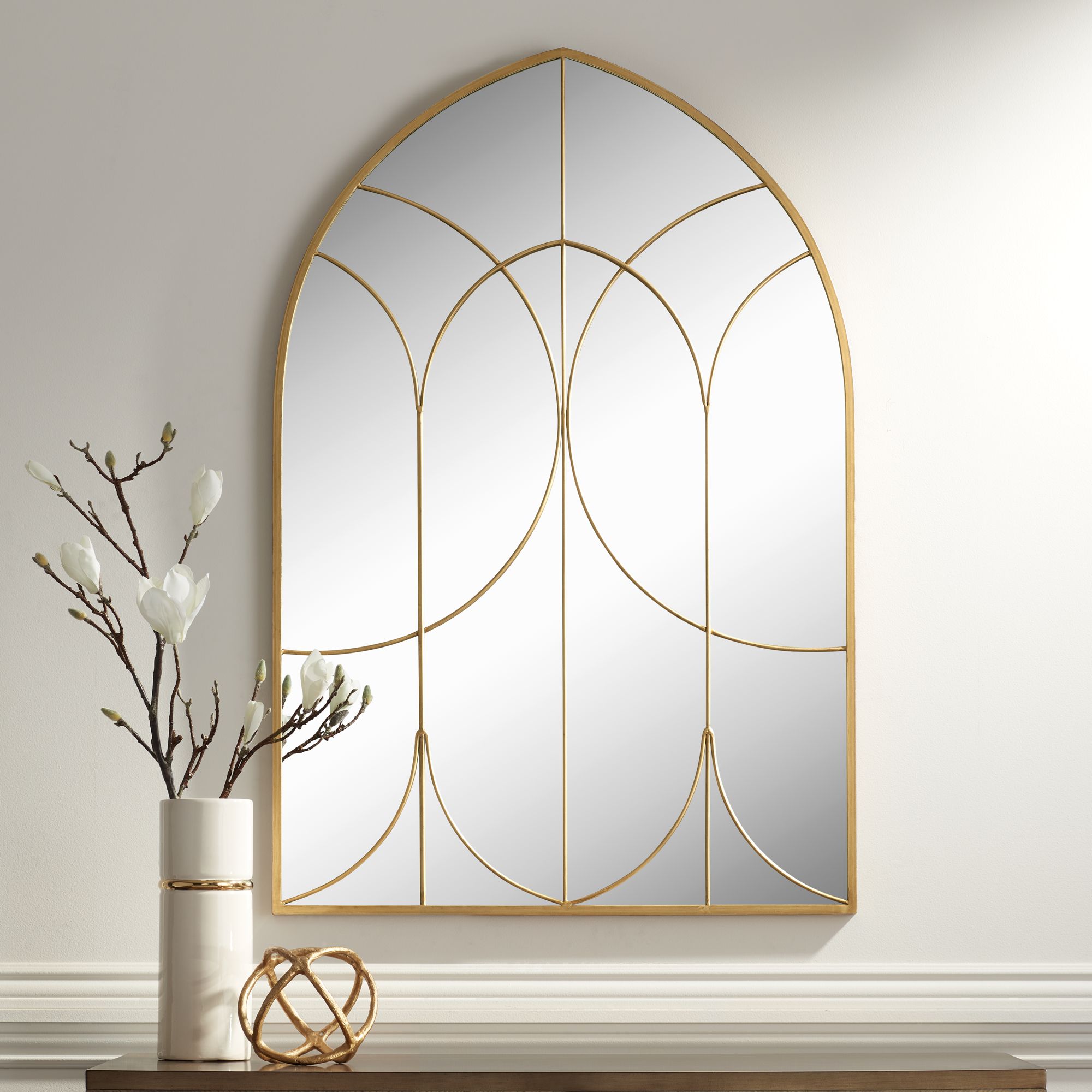 Cathedral Gold 31 1/2" x 47" Arch Top Wall Mirror 96T46 Lamps Plus