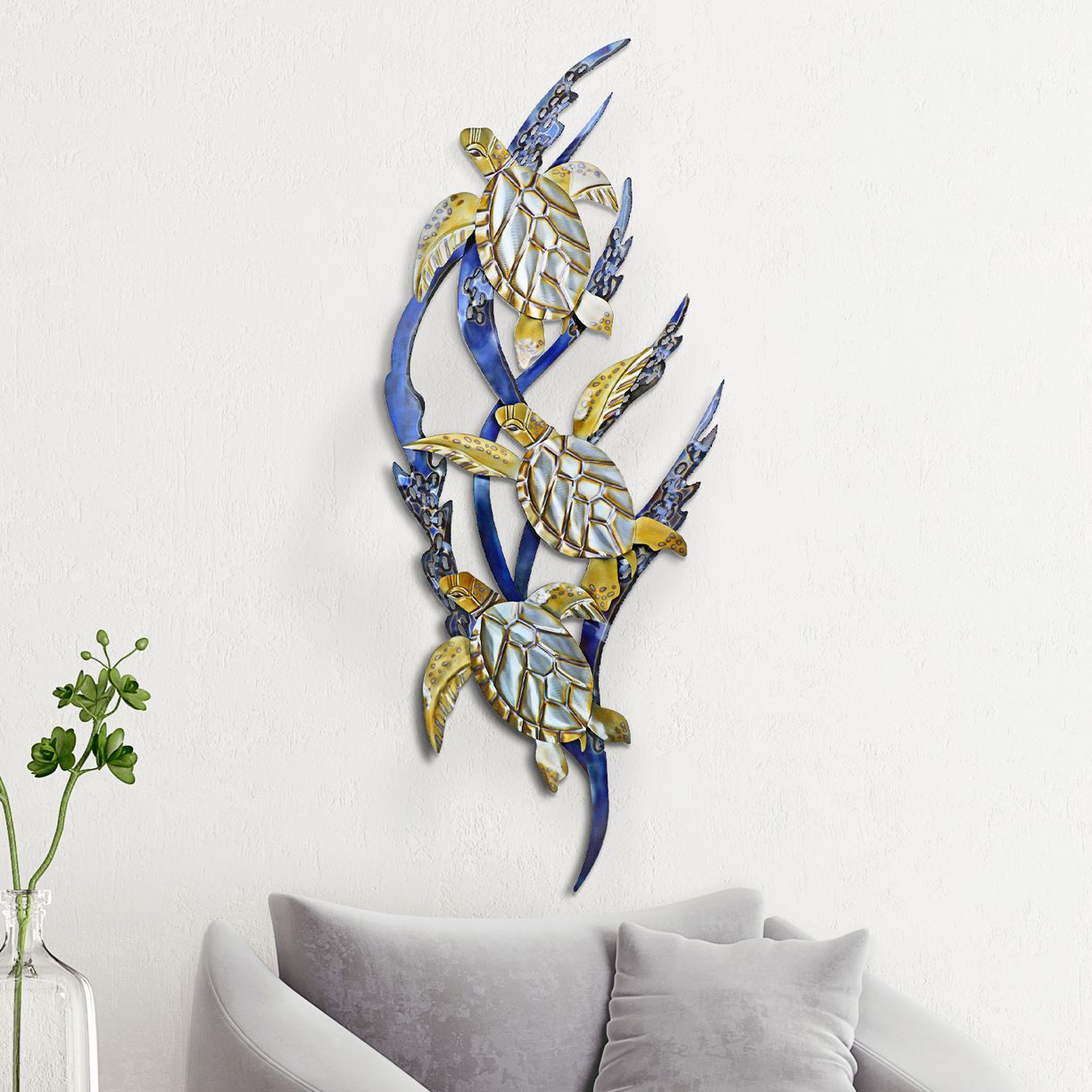 Sea Turtles in Kelp 58" High Outdoor Metal Wall Art 96Y83 Lamps Plus