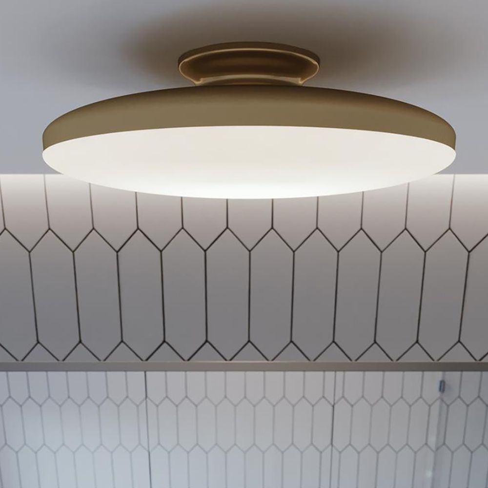 Skye 15" Wide Round Satin Brass Metal LED Ceiling Light 97R01