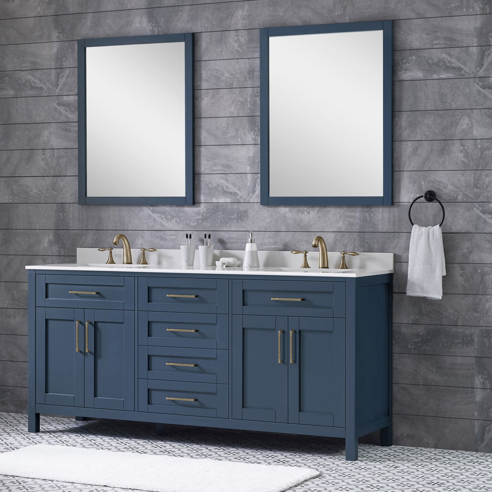 Tahoe 72" Wide Blue Double Sink Vanity Kit With 2 Mirrors 97R39