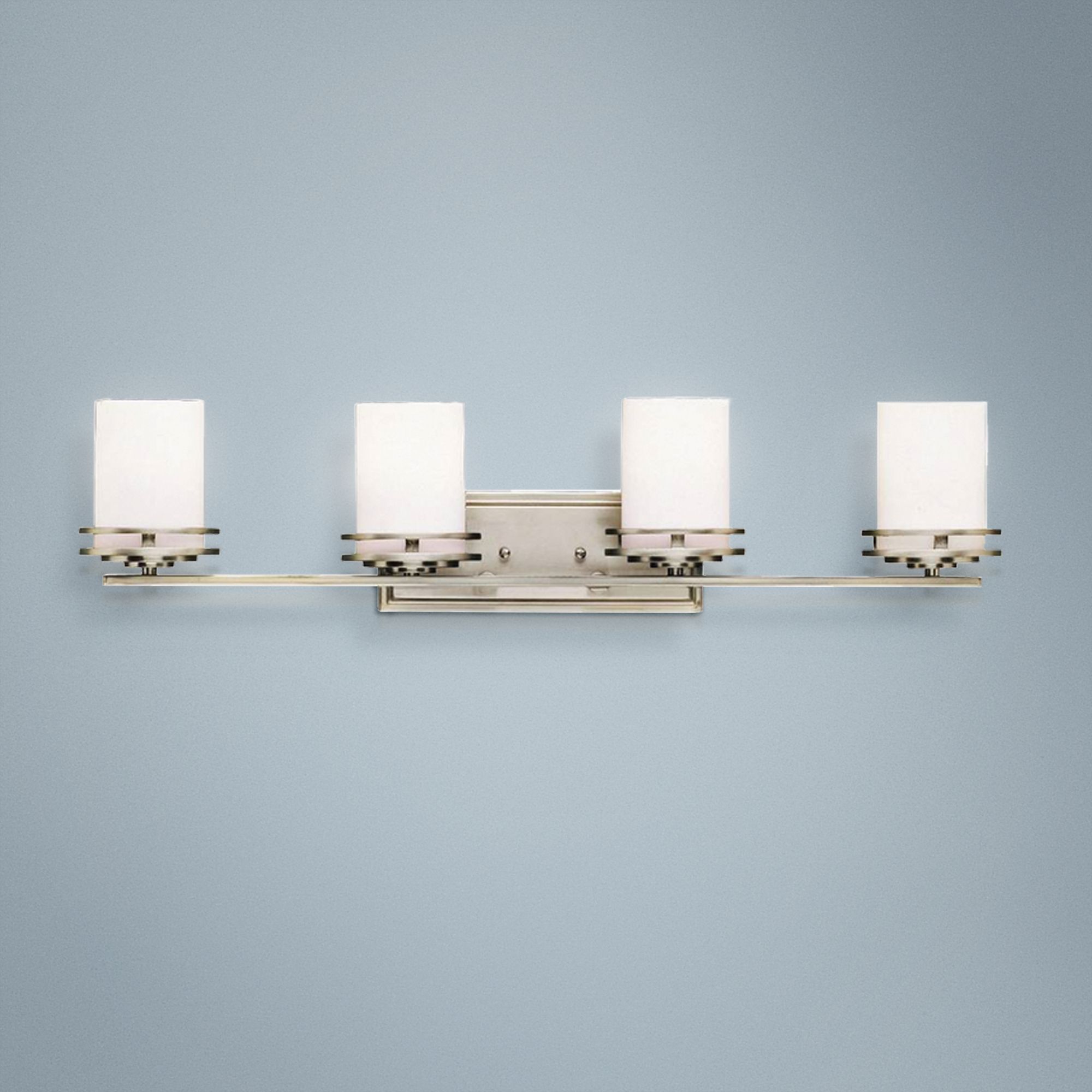 Hendrik Nickel 34" Wide Bathroom Light Fixture 99908 Lamps Plus