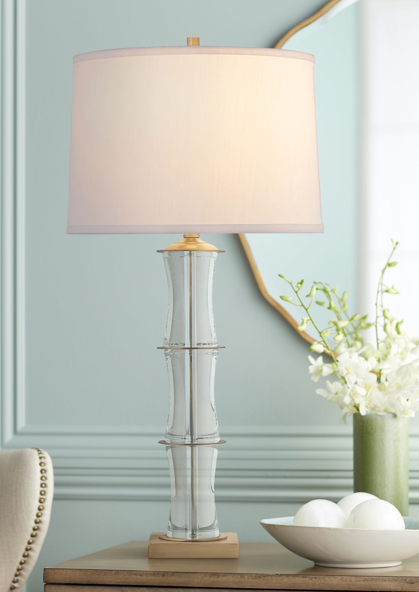 Port 68 Rivoli Aged Brass and Crystal Bamboo Table Lamp 99K28