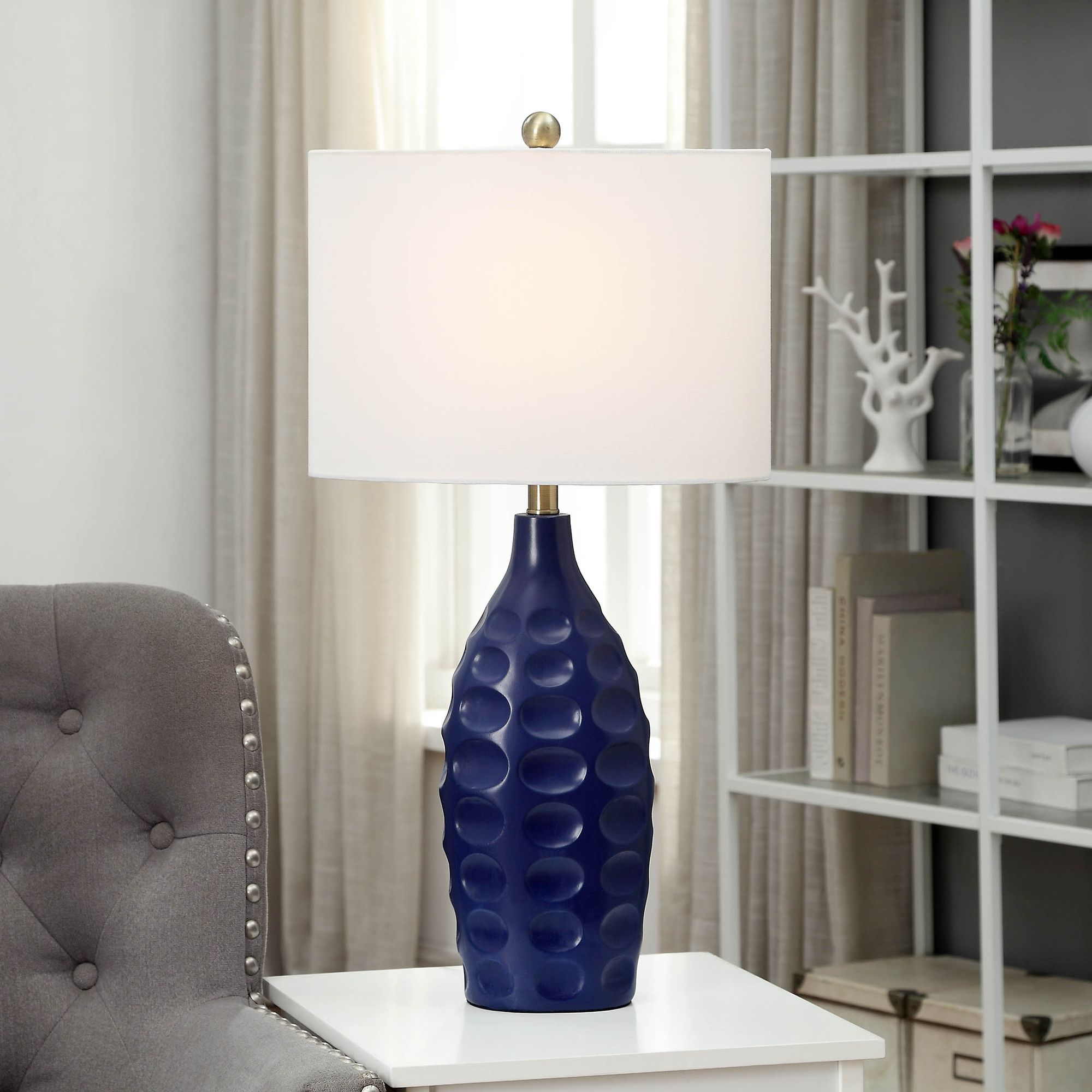 Bristol Cobalt Blue Dimpled Molded Vase Table Lamp 99P17 Lamps Plus