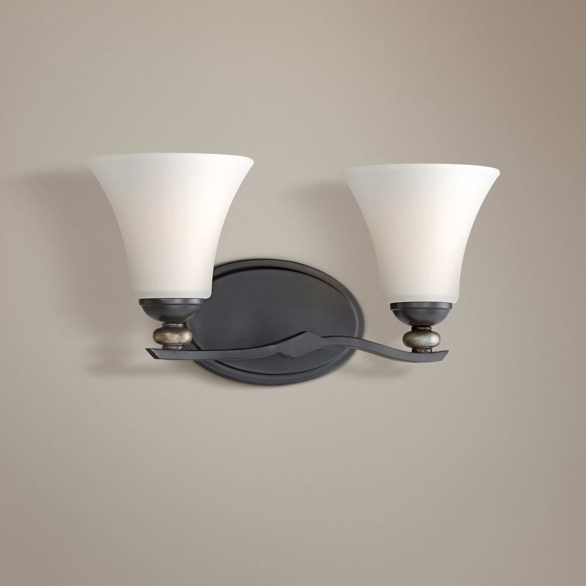 Shadow Glen 16" Wide Lathan Bronze 2Light Bath Light 9G933 Lamps Plus