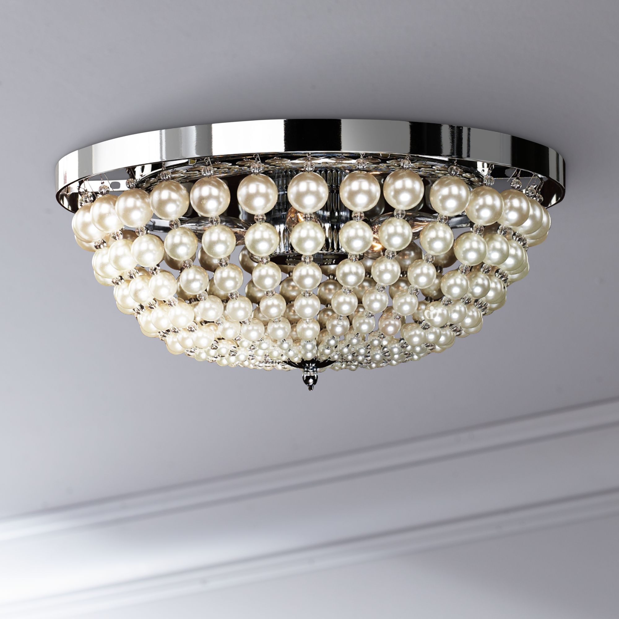 Moscato 16 1/2" Wide Chrome 5Light Faux Pearl Ceiling Light 9M014