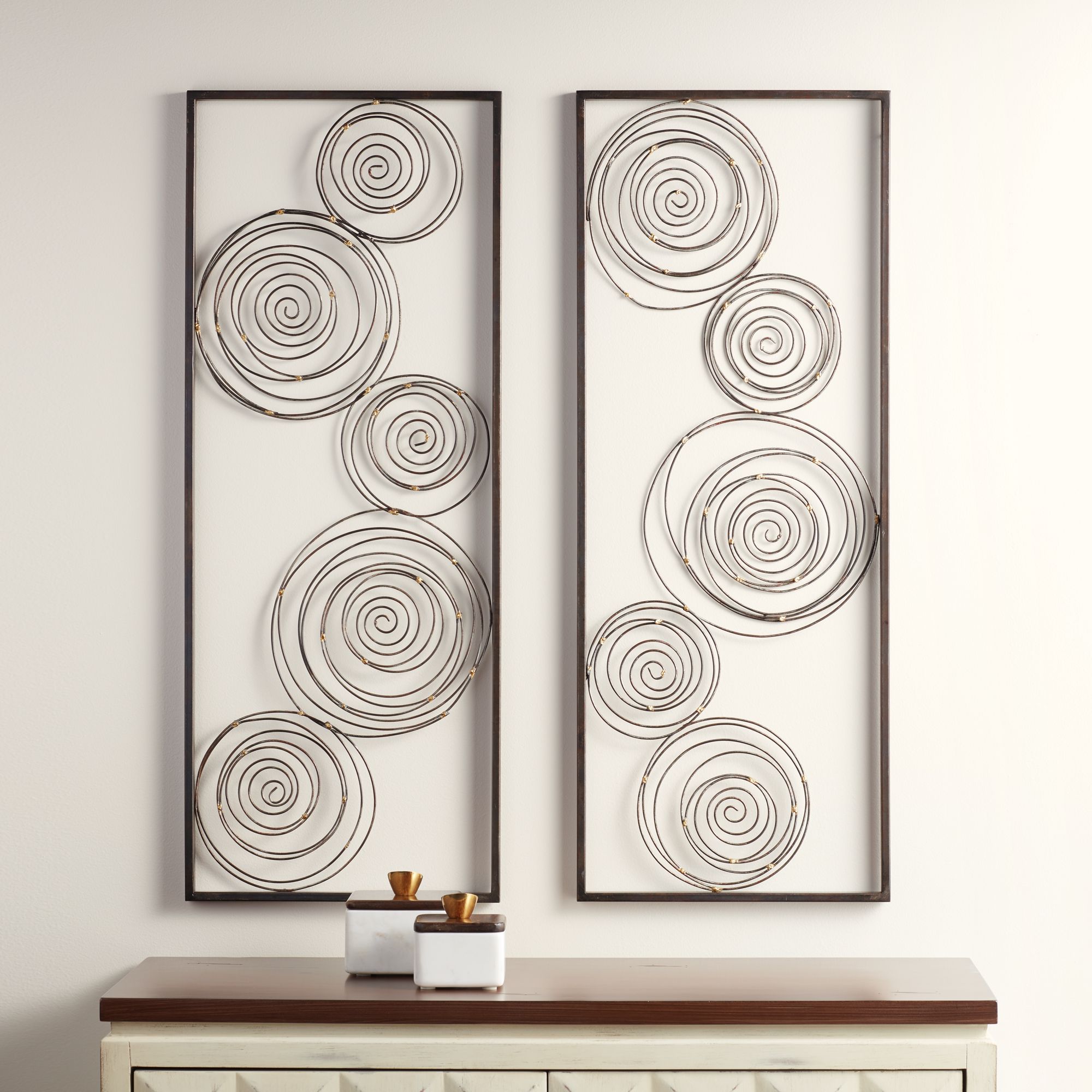 Metallic Swirl 13 3/4" x 35 1/2" Wall Art Set of 2 9P634 Lamps Plus