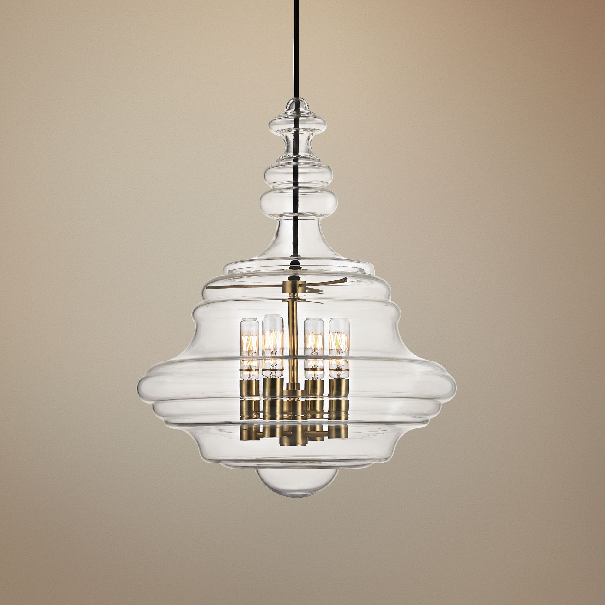 Washington 15 1/2" Wide Aged Brass Pendant Light 9P742 Lamps Plus