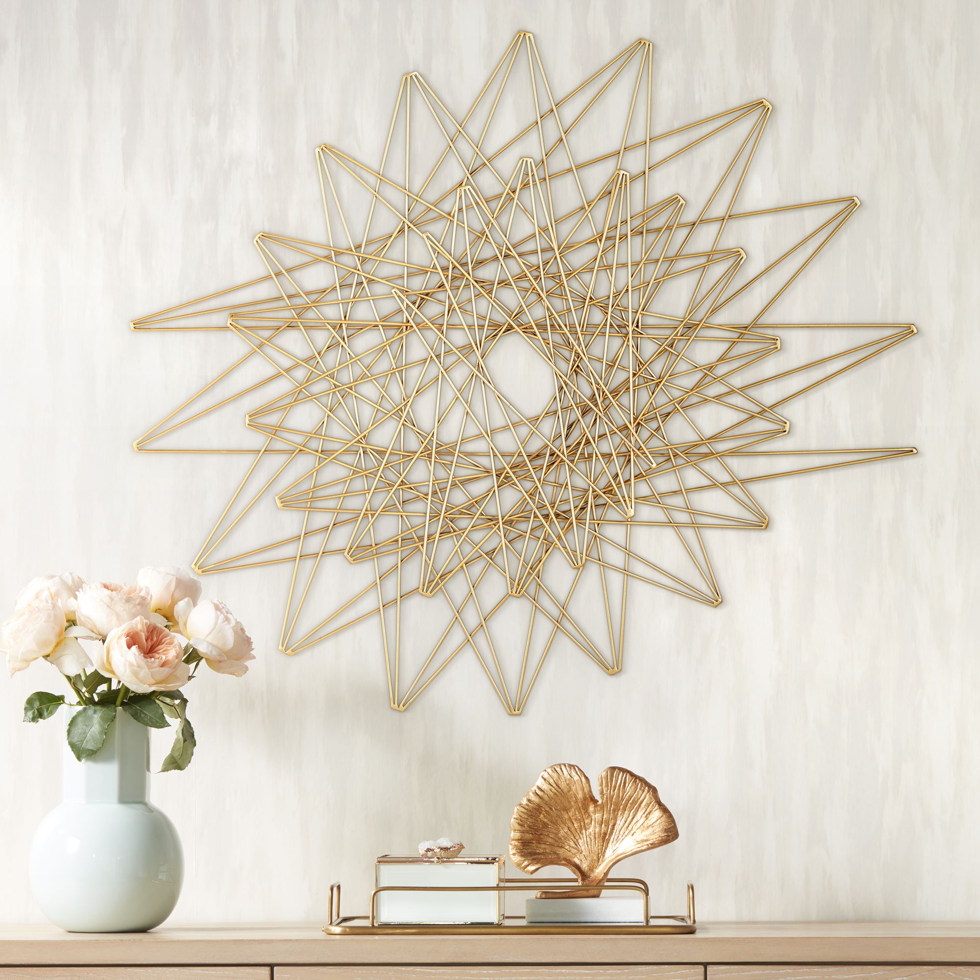 gold wall art Brilliant Living Room Ideas and Designs for Smaller Homes