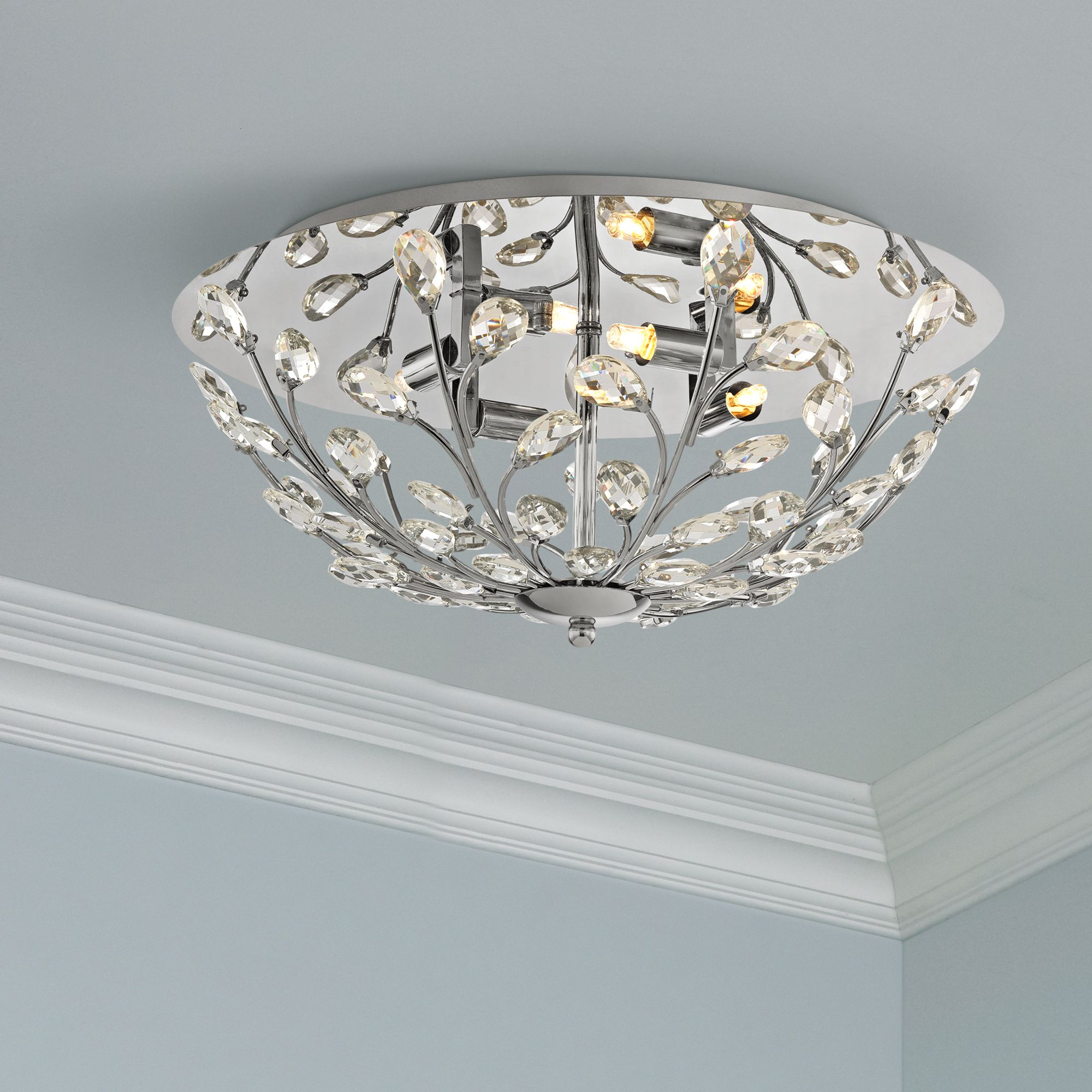 Crystique 17" Wide Polished Chrome 4Light Ceiling Light 9X299
