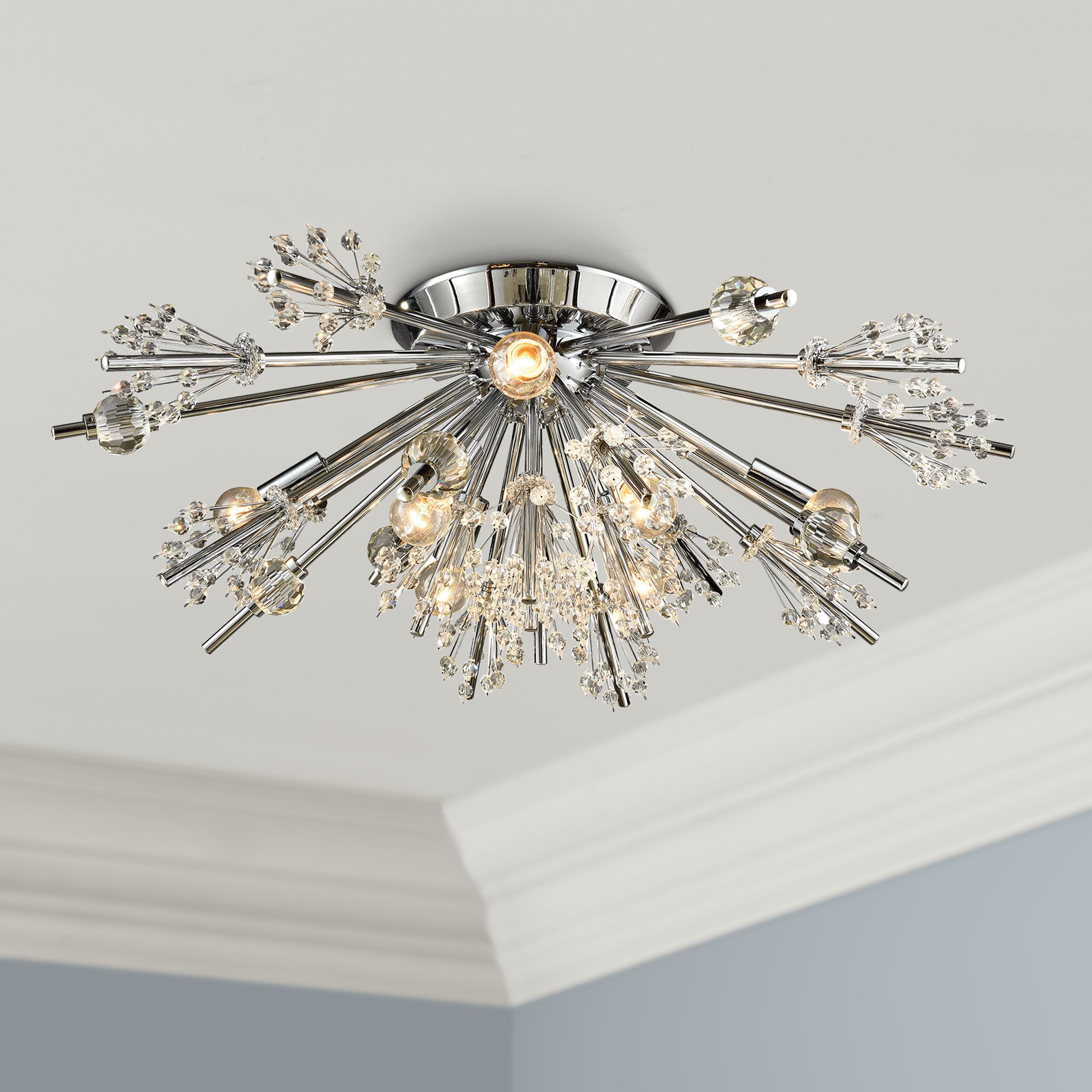 Starburst 26" Wide Polished Chrome 8Light Ceiling Light 9X310