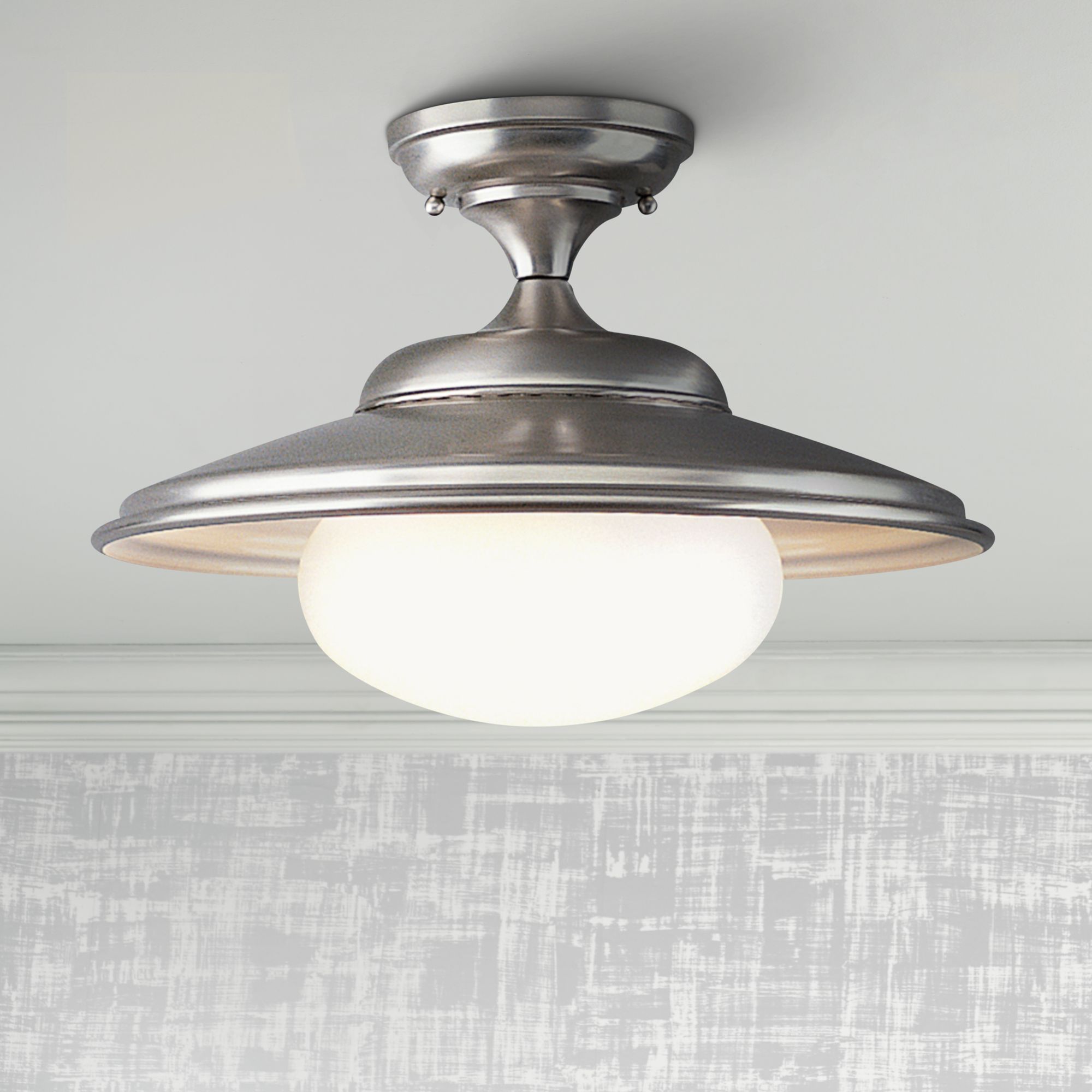 Independence Collection 16” Wide Satin Nickel Ceiling Light F5573